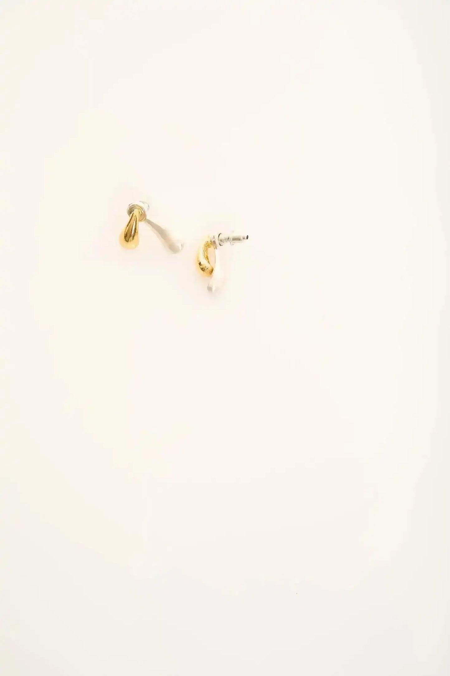 Dual Tone Teardrop Stud Earrings