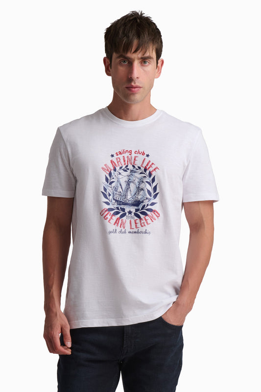 White Marine Life Cotton T-Shirt