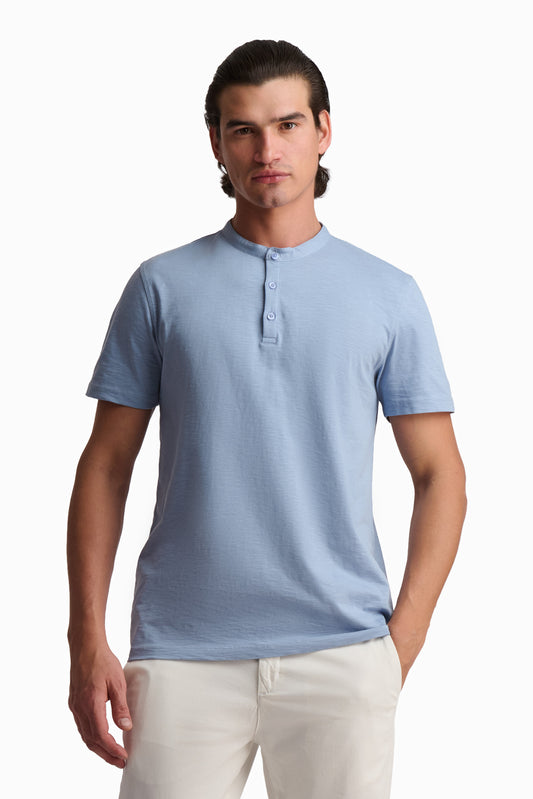 Sky Blue Cotton Henley T-Shirt