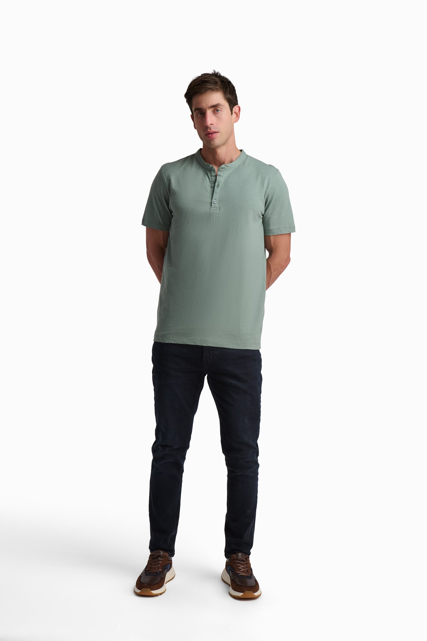 Men’s Olive Green Cotton Henley T-Shirt