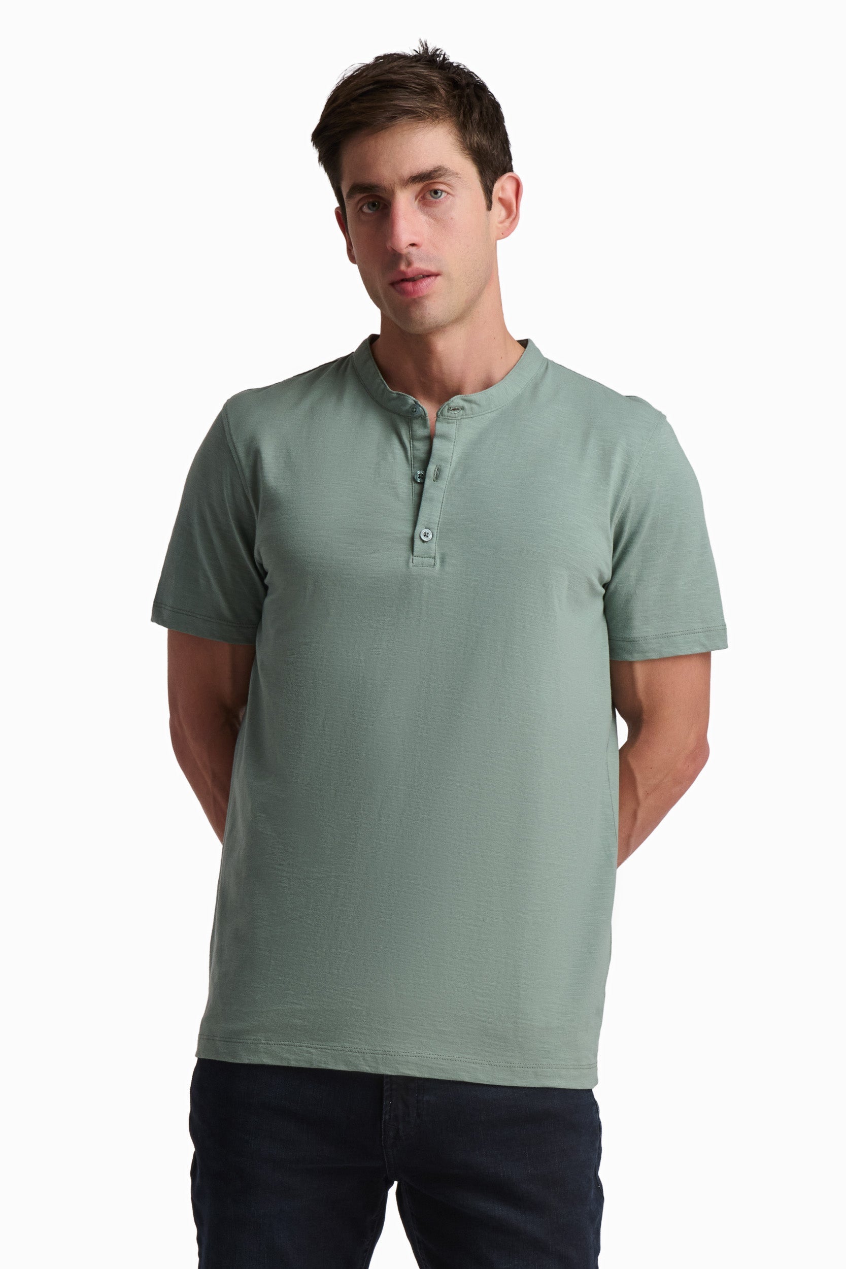 Men’s Olive Green Cotton Henley T-Shirt
