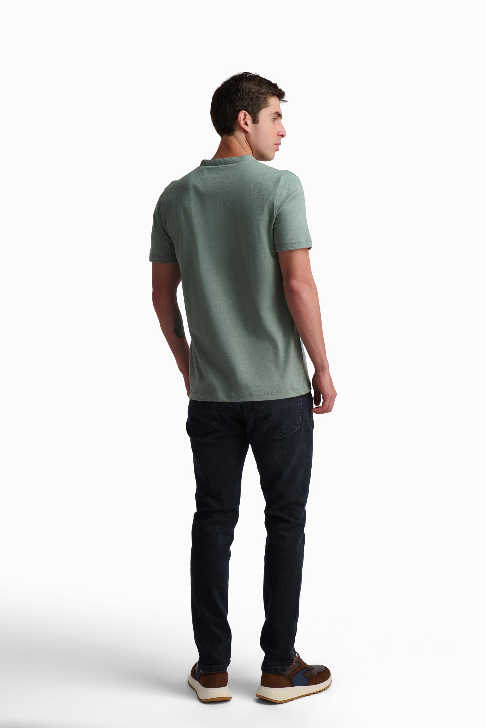 Men’s Olive Green Cotton Henley T-Shirt