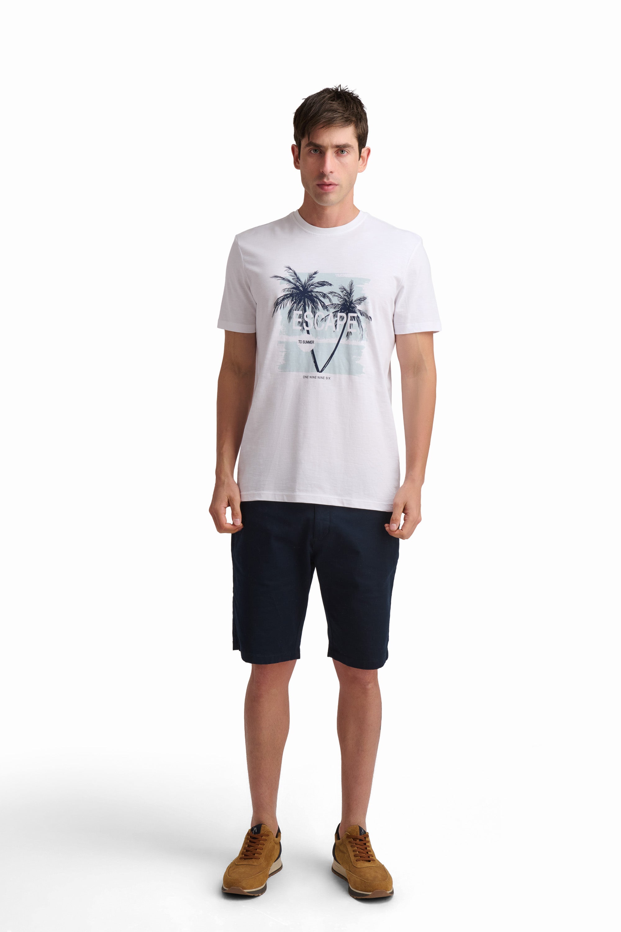 Palm Print Cotton T-Shirt