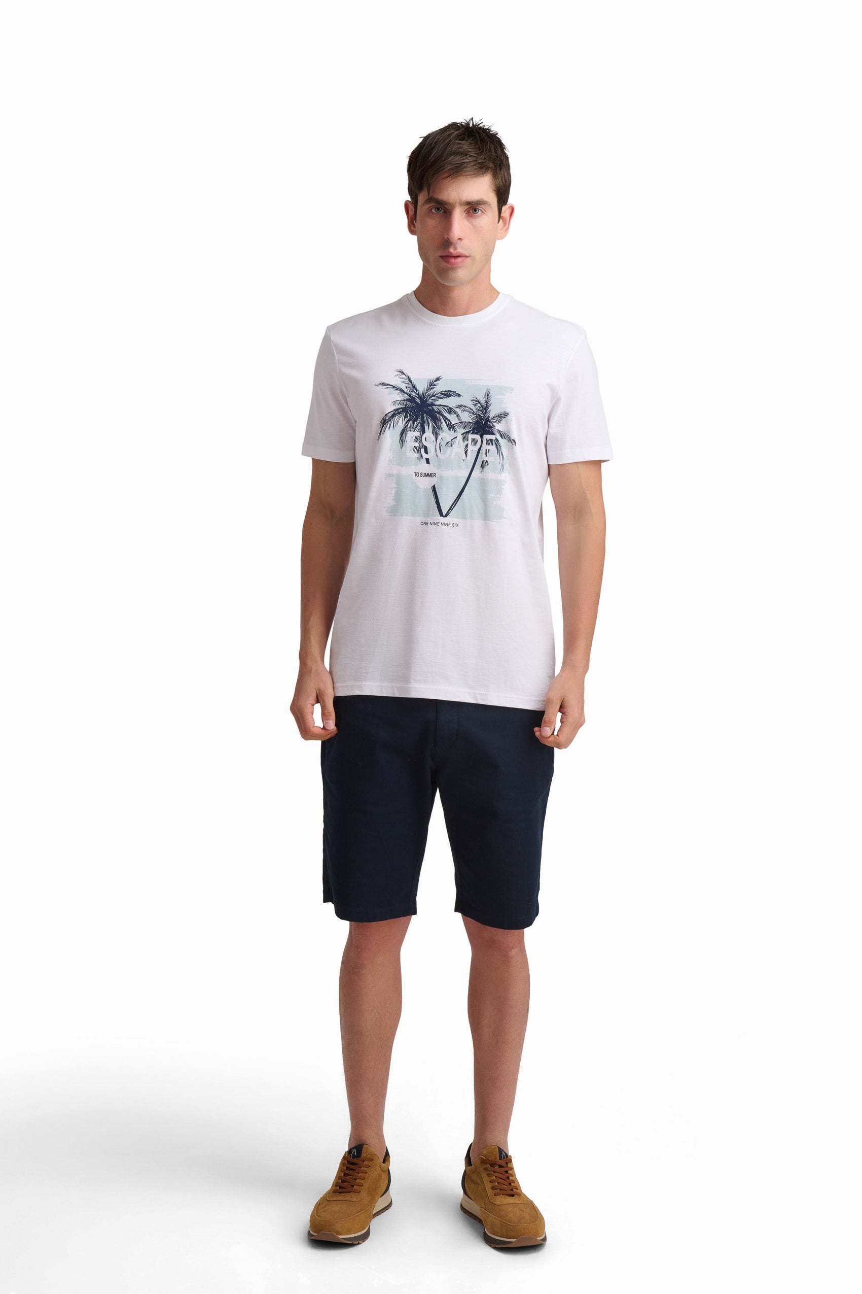 Palm Print Cotton T-Shirt