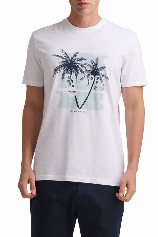 Palm Print Cotton T-Shirt