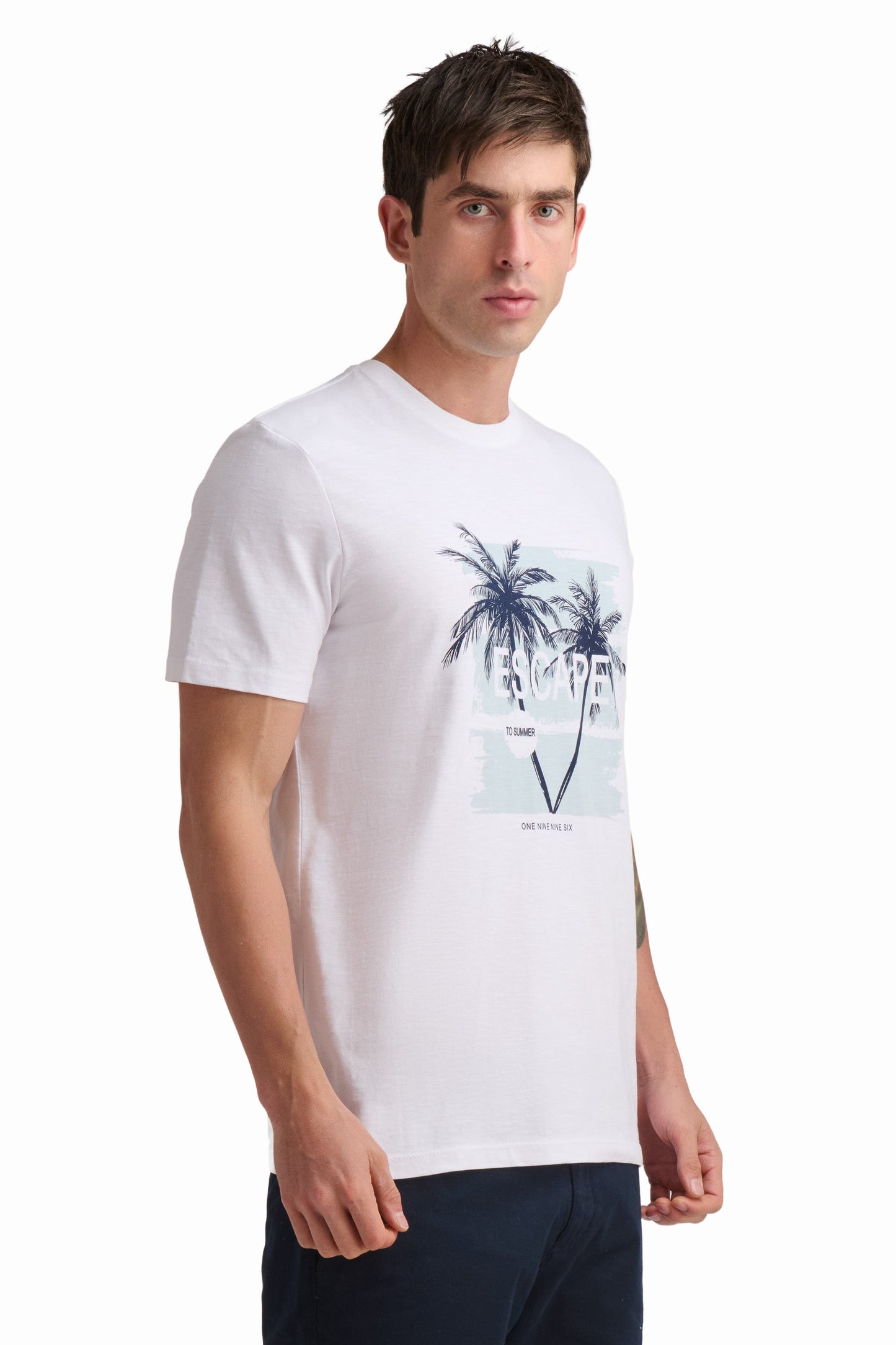 Palm Print Cotton T-Shirt