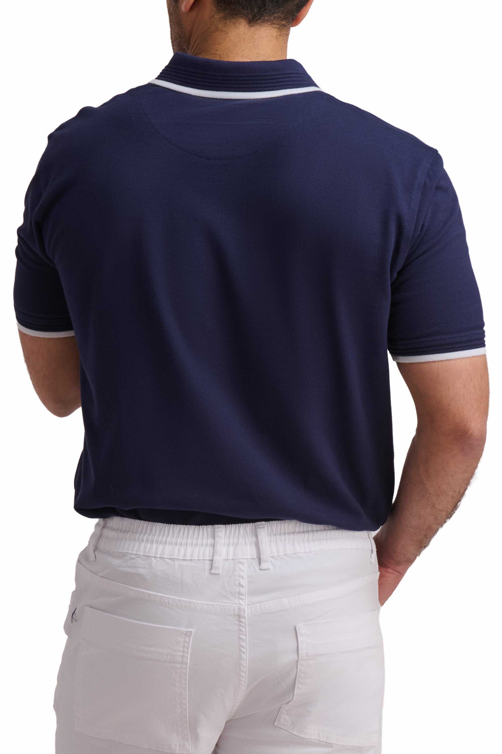 Black Cotton Polo Shirt with Contrast Trim