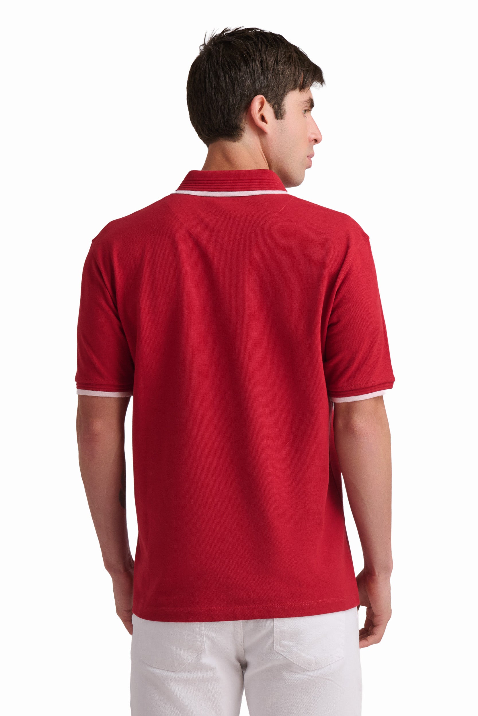 Black Cotton Polo Shirt with Contrast Trim
