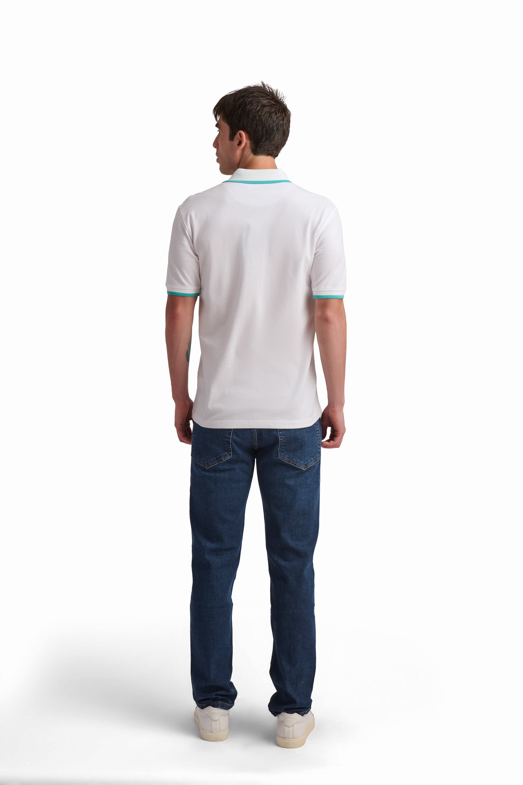 Black Cotton Polo Shirt with Contrast Trim