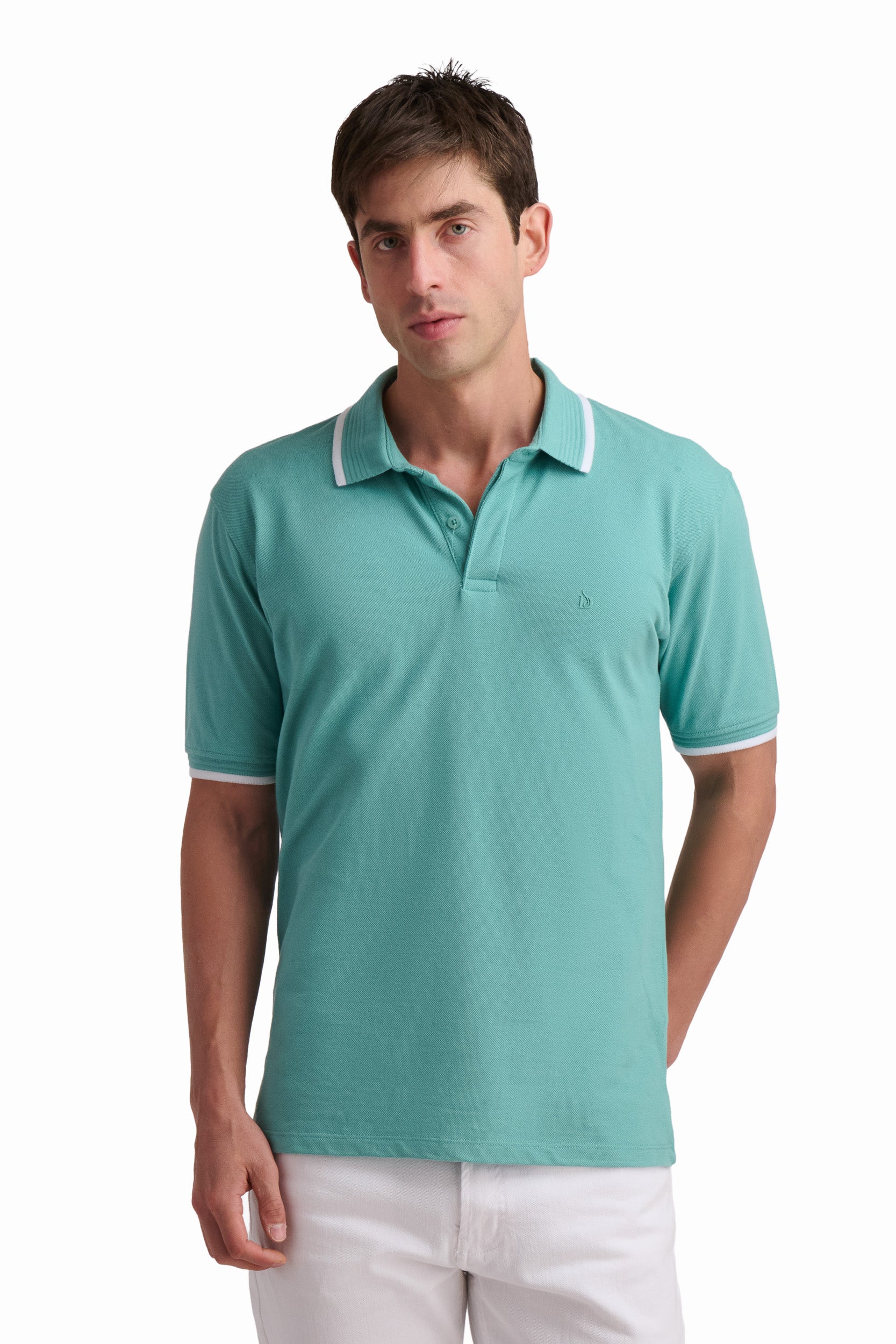Black Cotton Polo Shirt with Contrast Trim