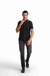 Black Cotton Polo Shirt with Contrast Trim