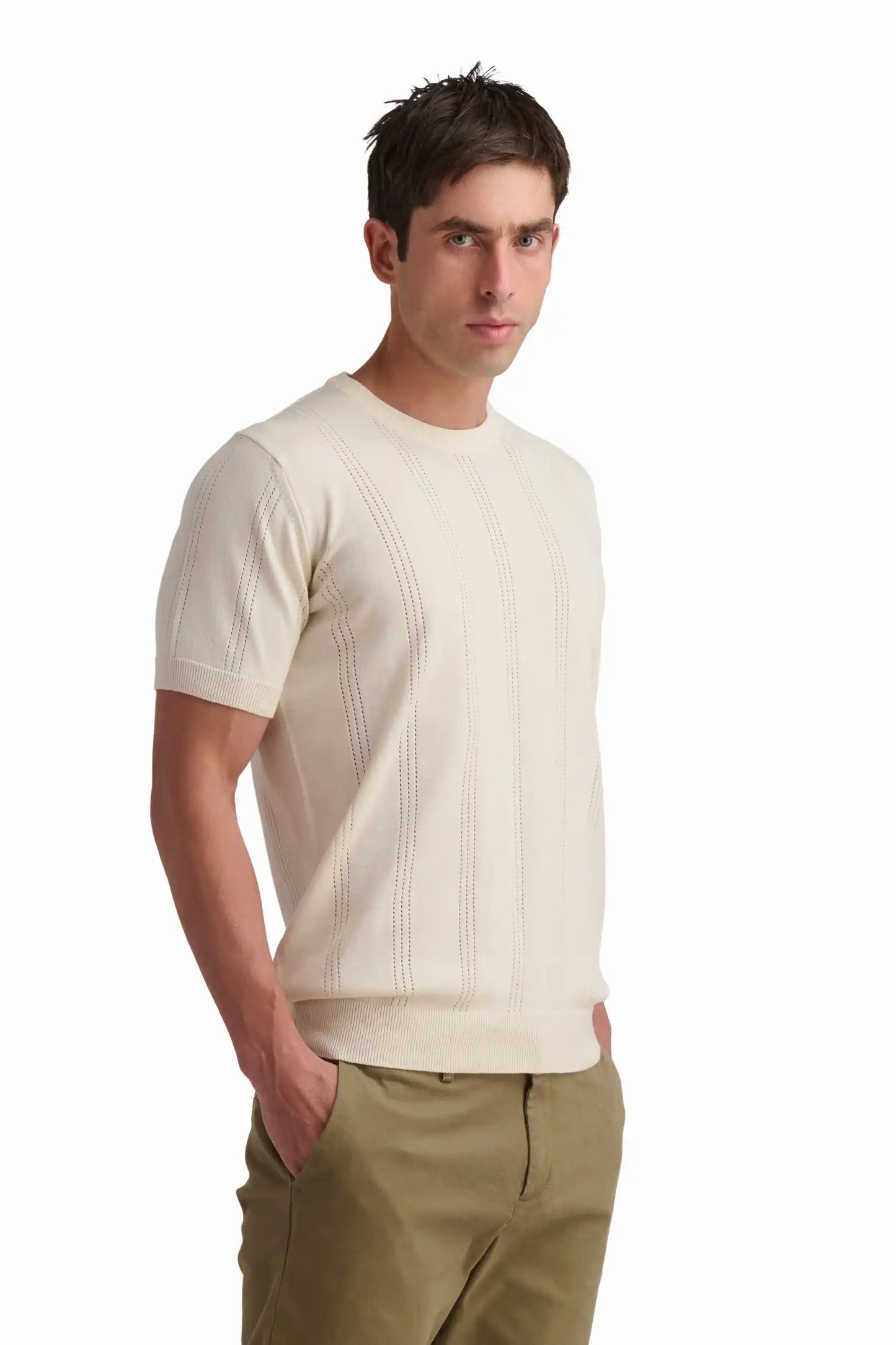 Coconut Milk Cotton Textured T-Shirt