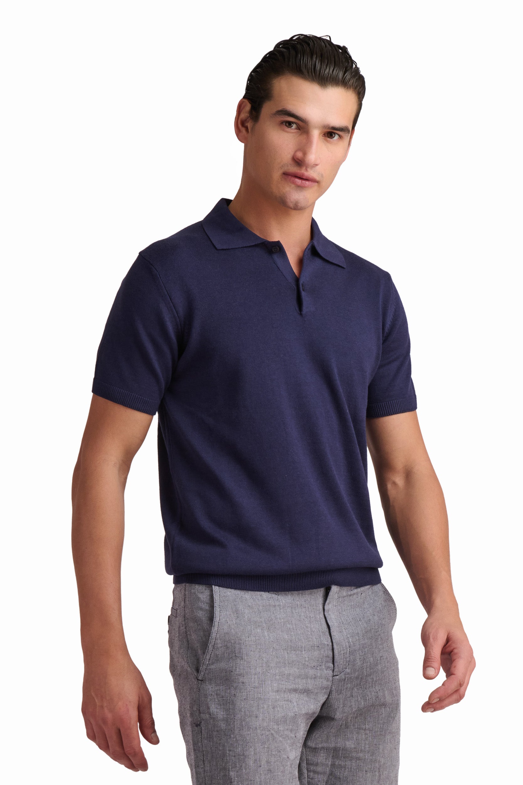 Men’s Deep Navy Cotton-Modal Polo Shirt