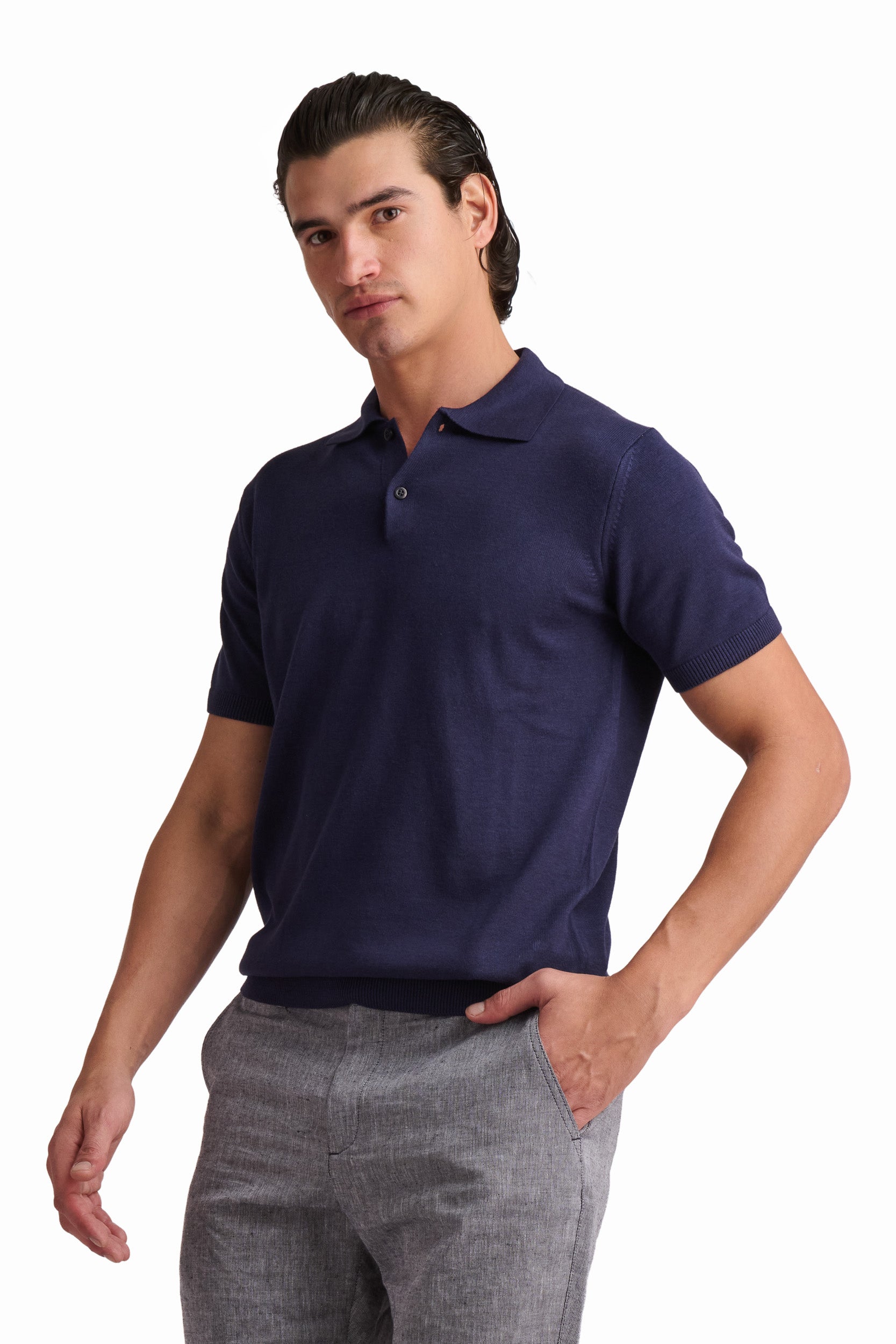 Men’s Deep Navy Cotton-Modal Polo Shirt