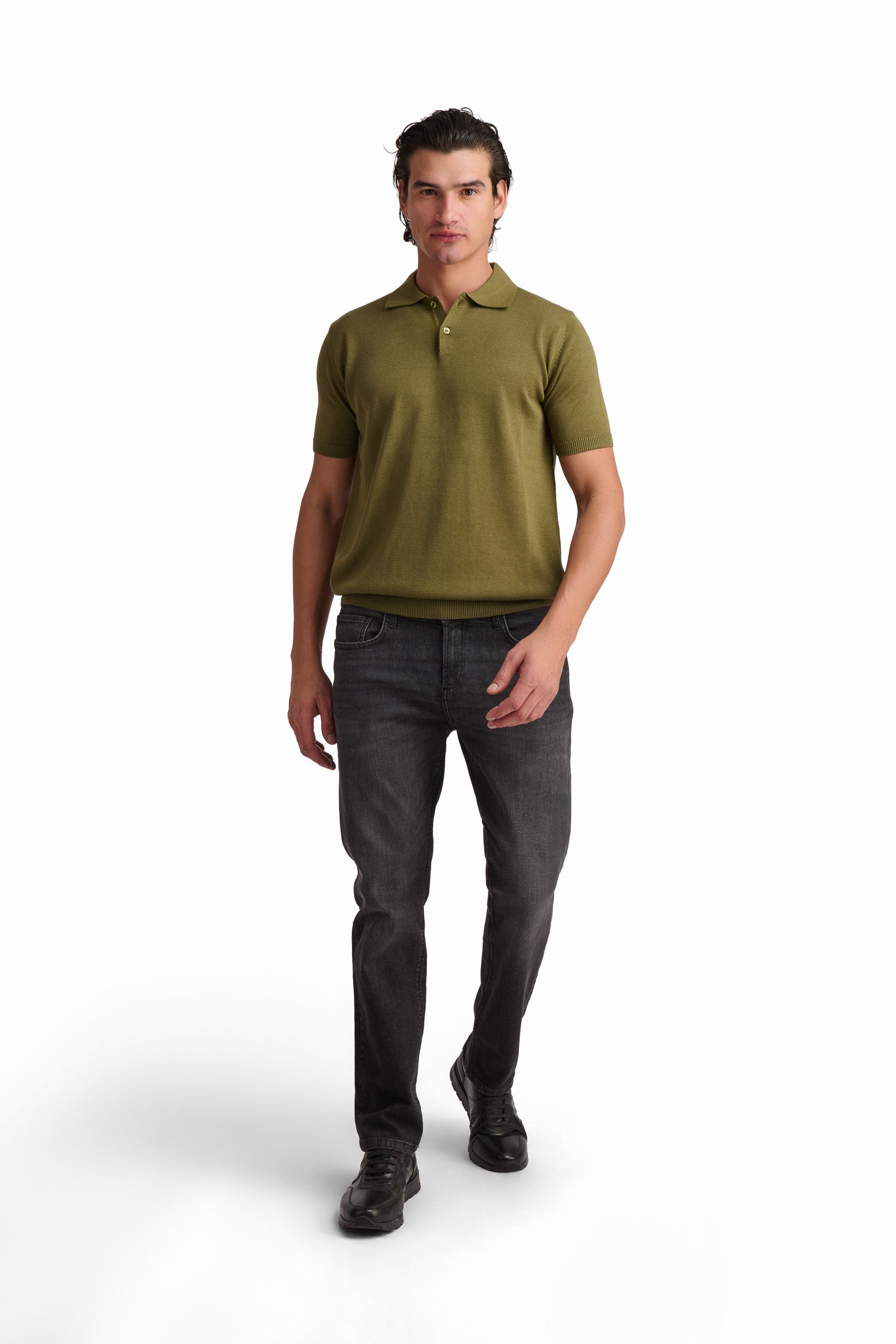 Men’s Moss Green Textured Polo Shirt