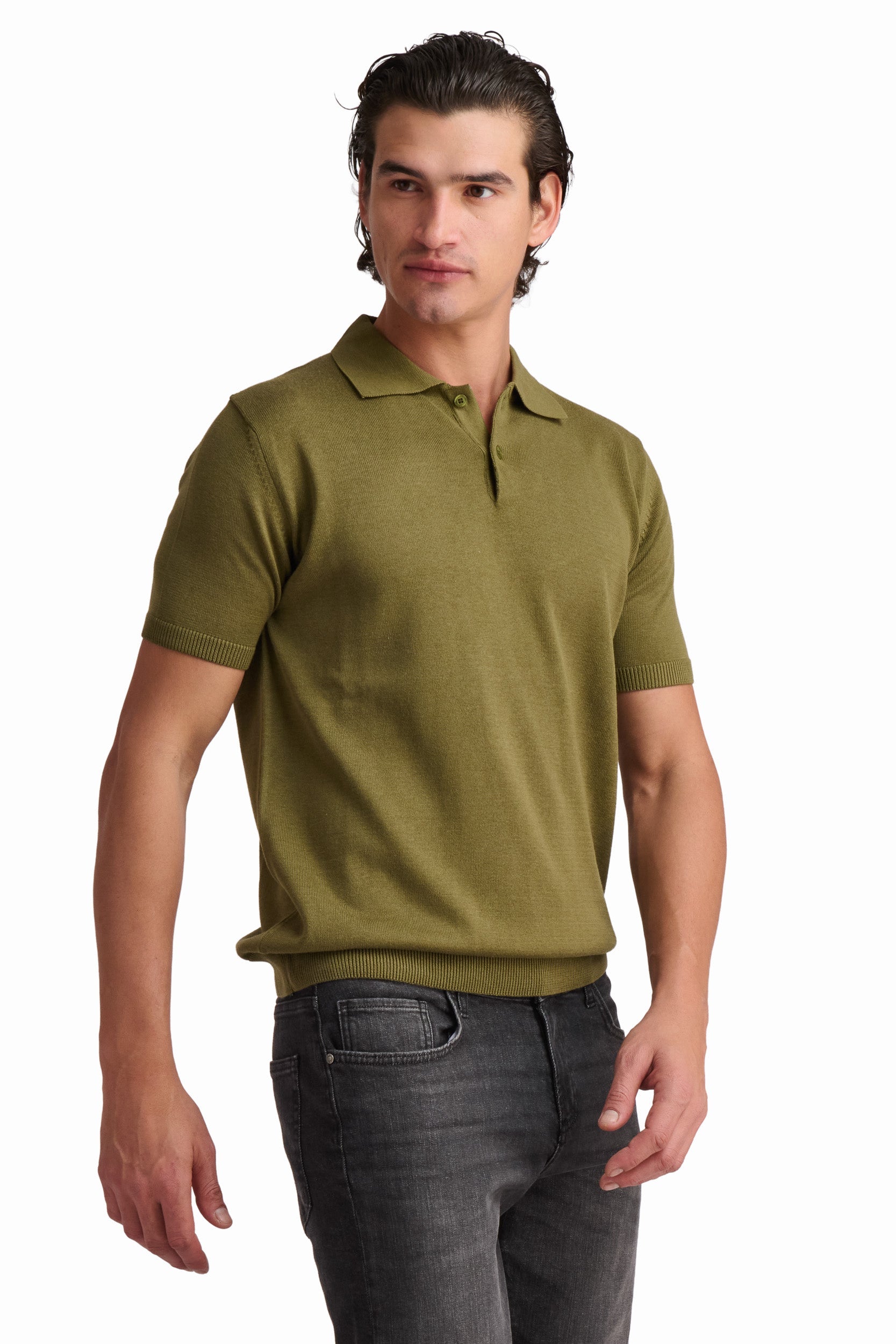Men’s Moss Green Textured Polo Shirt
