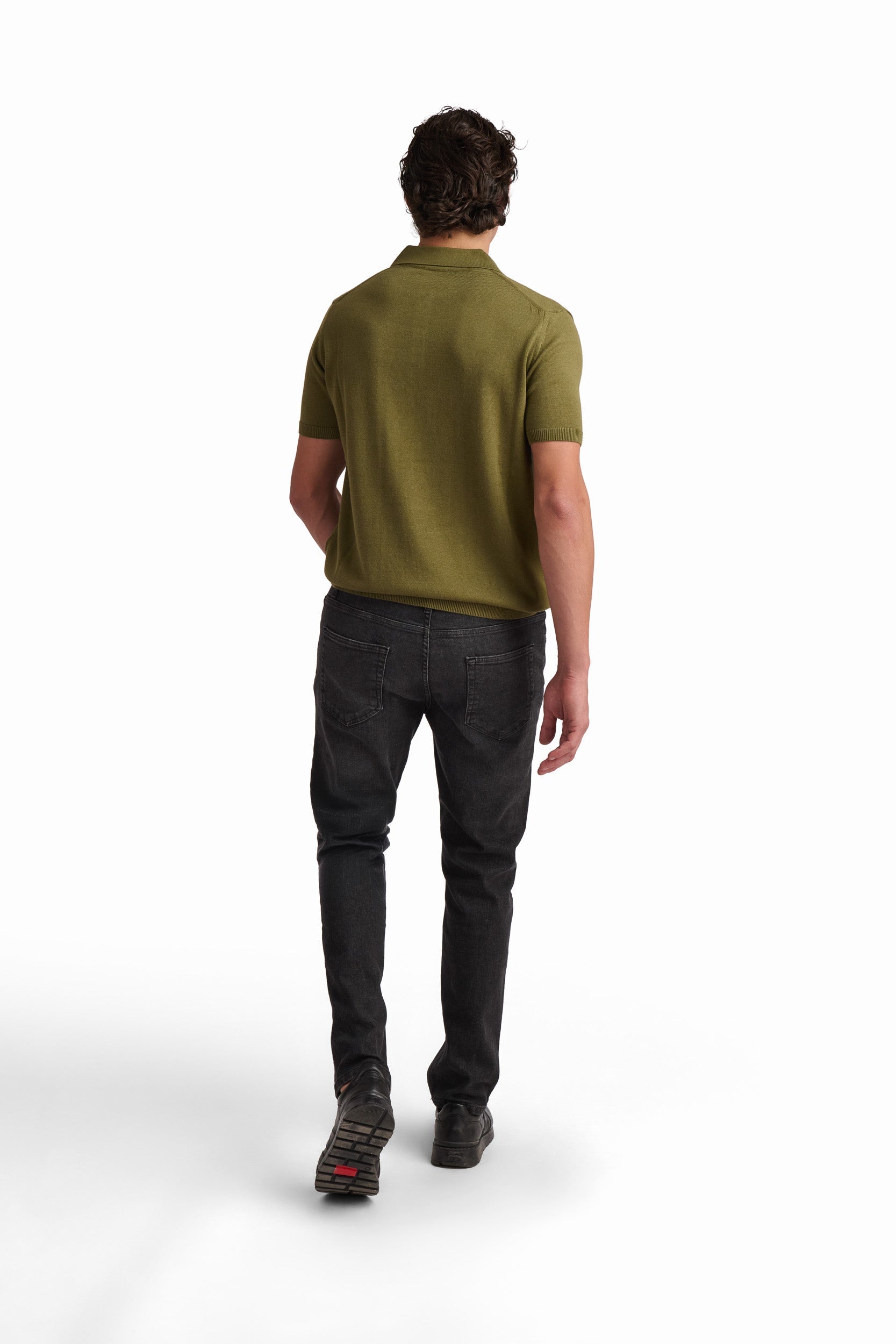 Men’s Moss Green Textured Polo Shirt