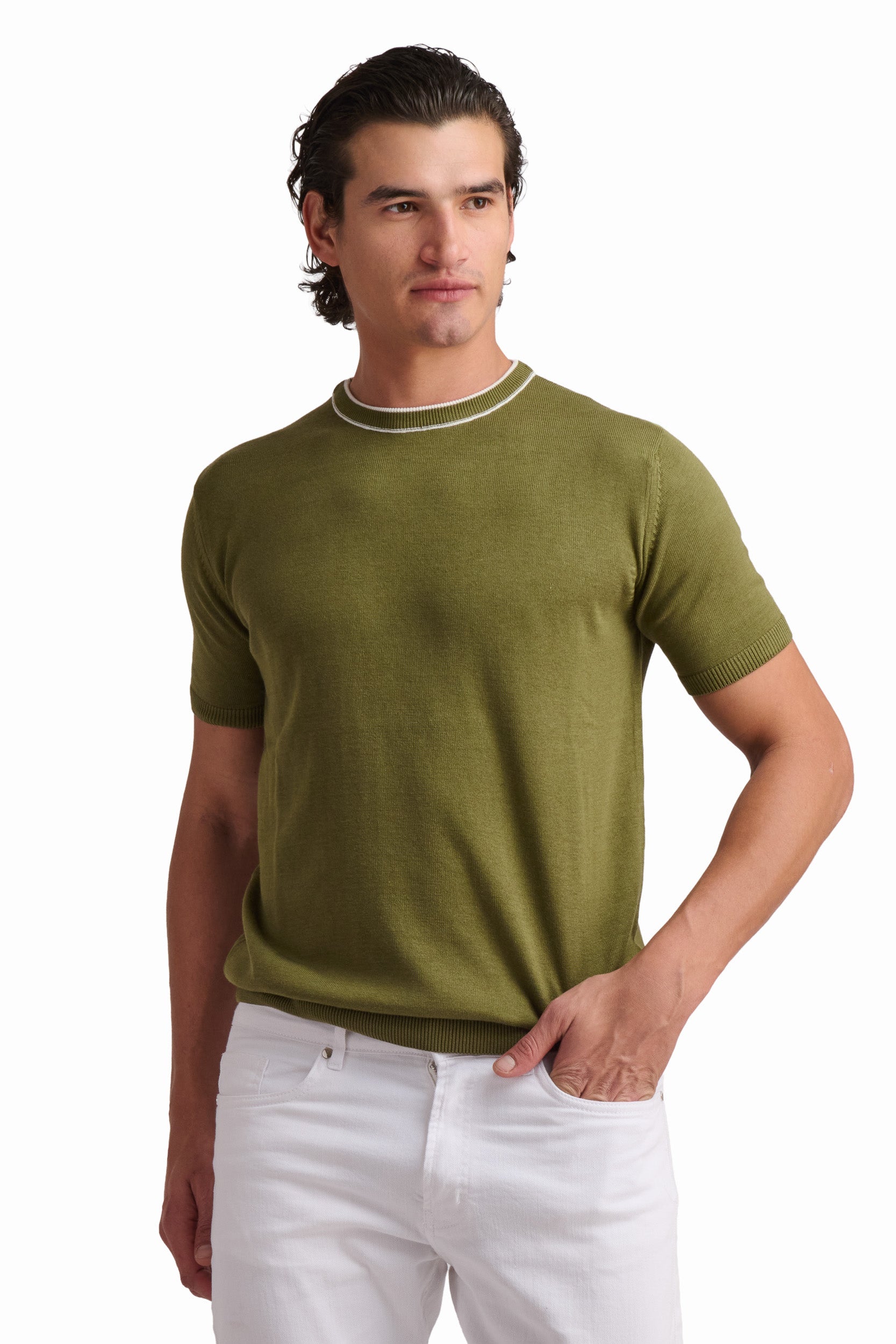 Olive Green Cotton-Modal T-Shirt