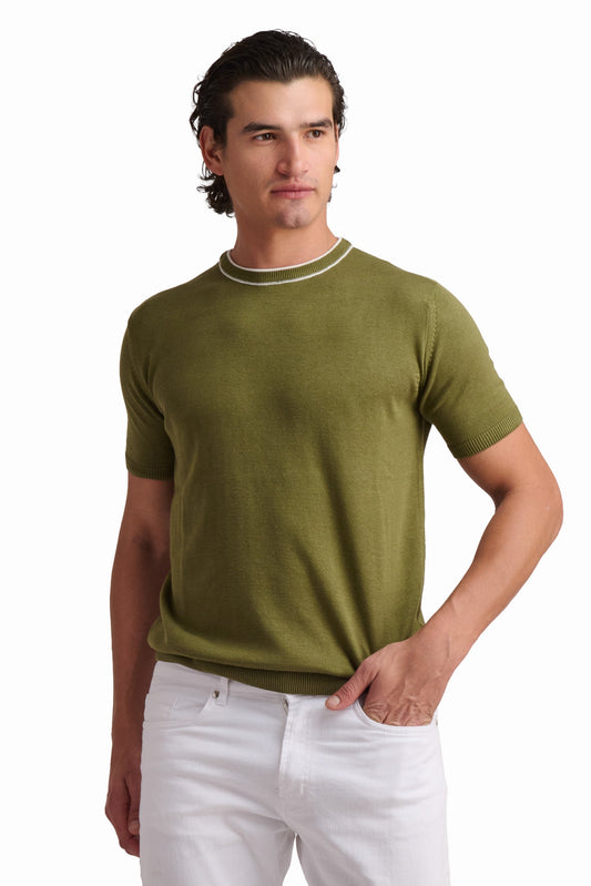 Olive Green Cotton-Modal T-Shirt