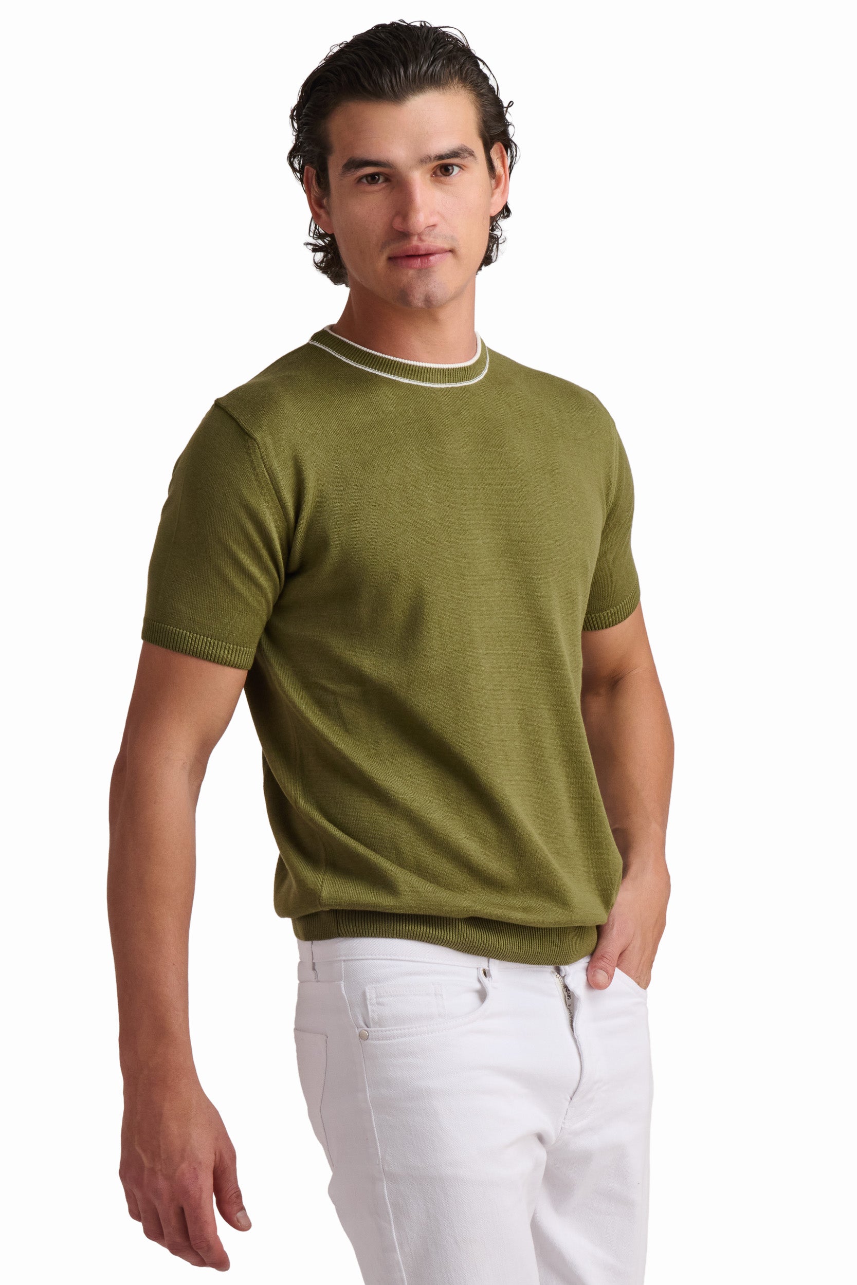 Olive Green Cotton-Modal T-Shirt