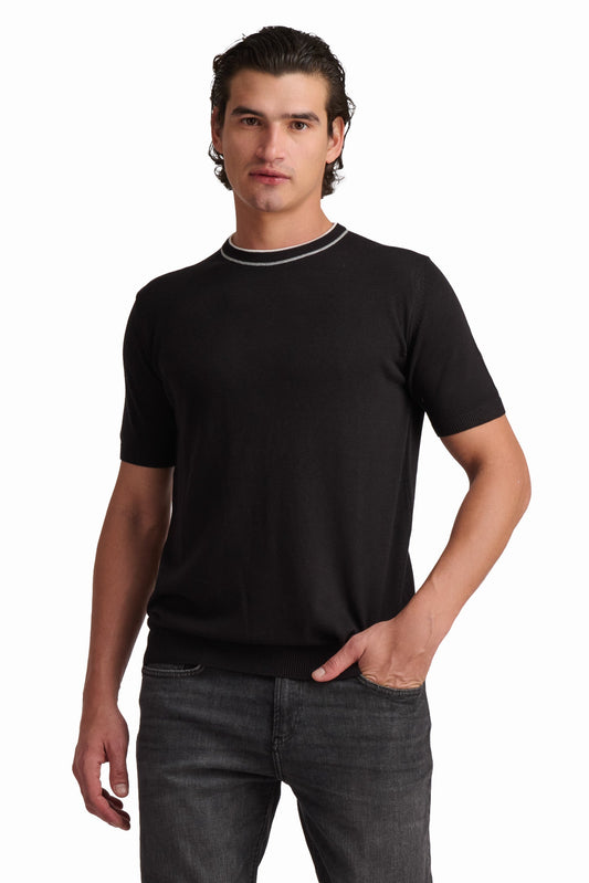 Jet Black Cotton-Modal T-Shirt