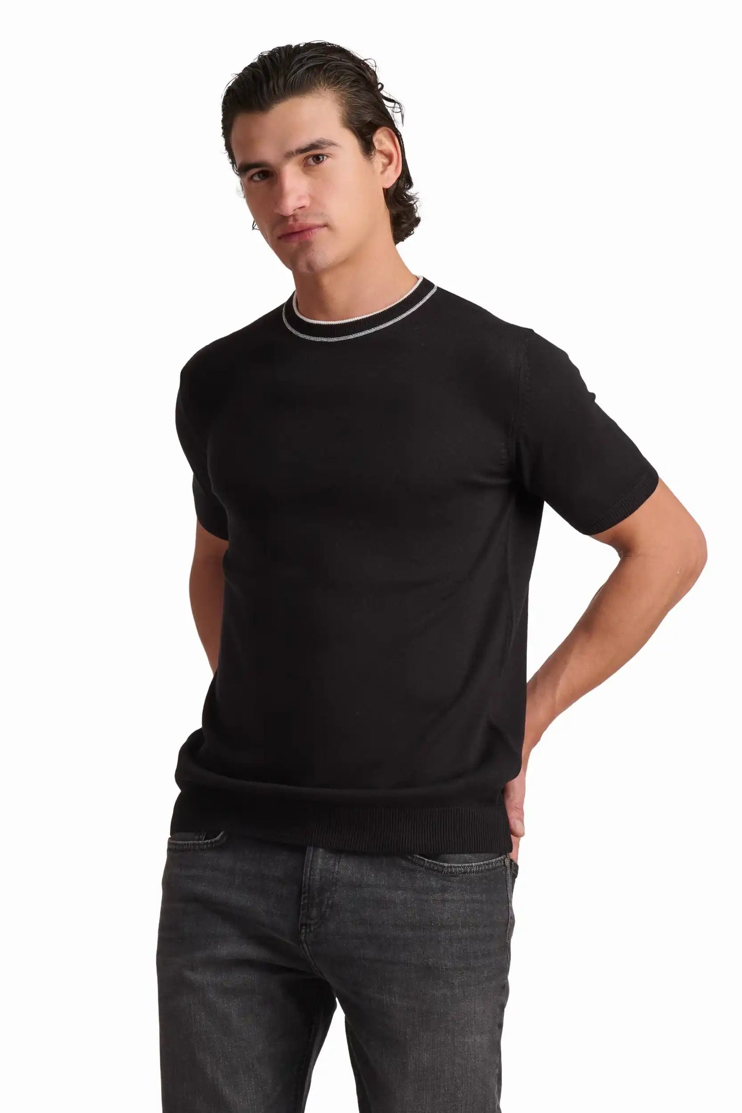 Jet Black Cotton-Modal T-Shirt