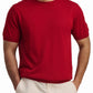 Crimson Linen-Blend T-Shirt