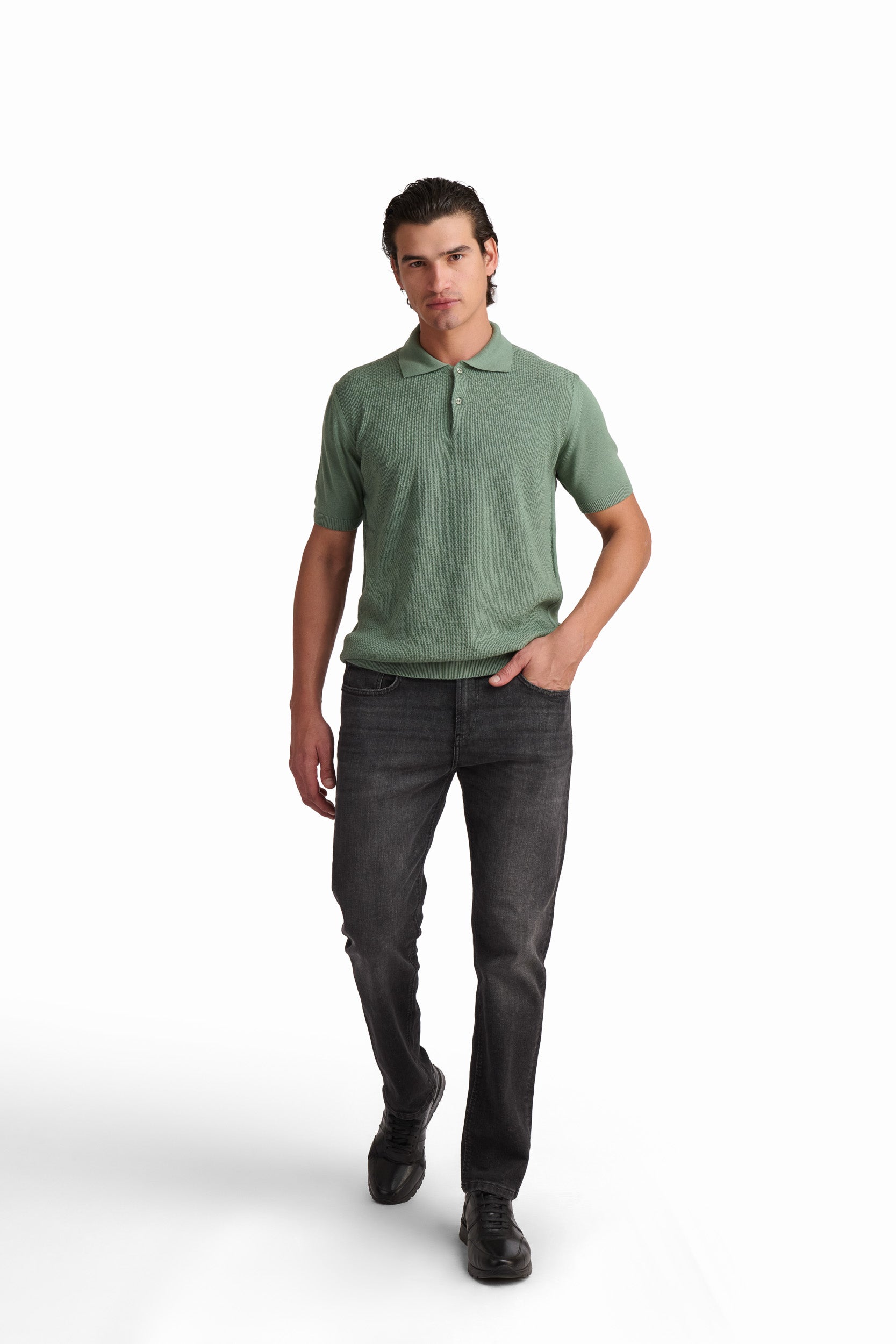 Men’s Olive Green Cotton-Modal Polo Shirt
