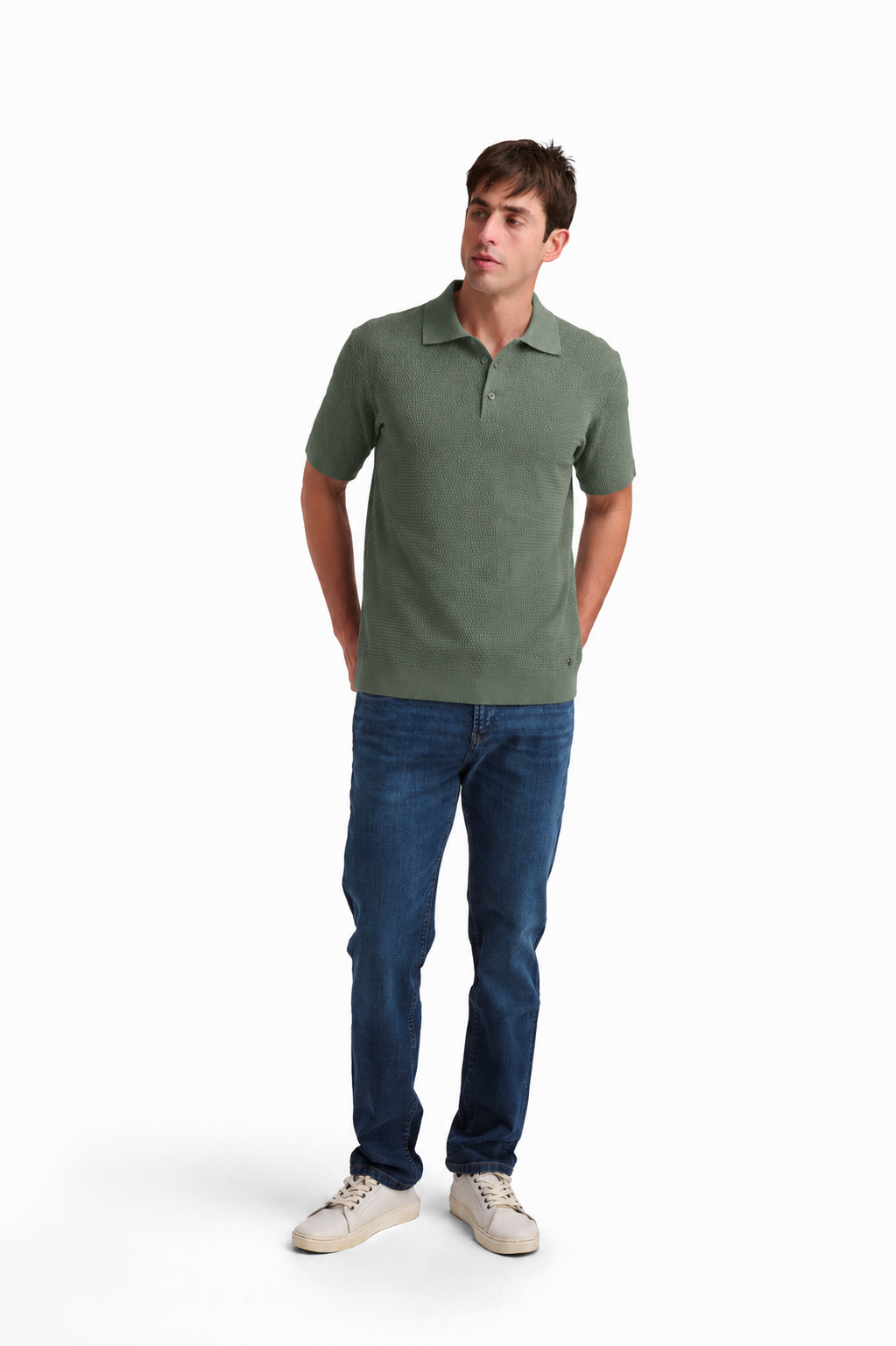 Olive Green Cotton-Modal Polo Shirt