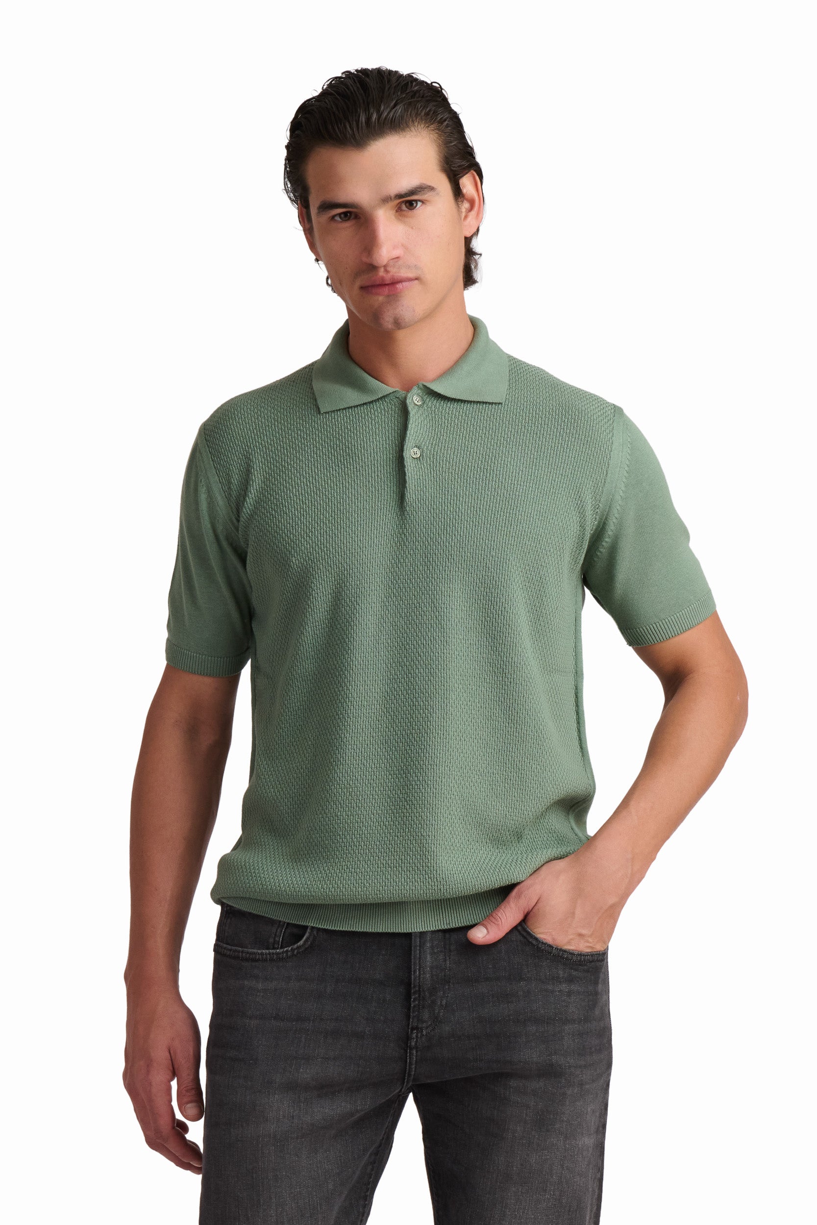 Men’s Olive Green Cotton-Modal Polo Shirt