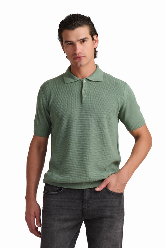 Olive Green Cotton-Modal Polo Shirt