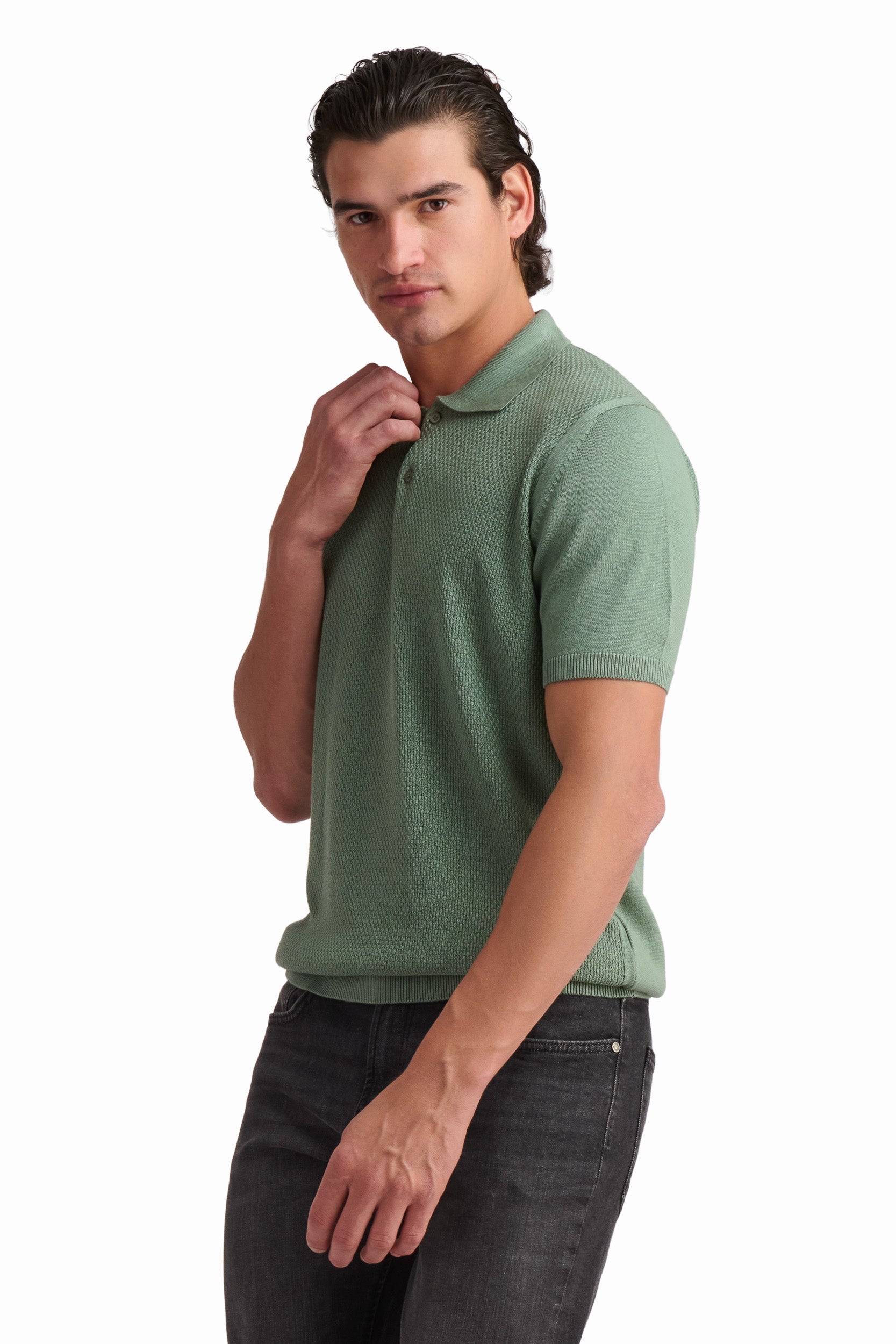 Men’s Olive Green Cotton-Modal Polo Shirt
