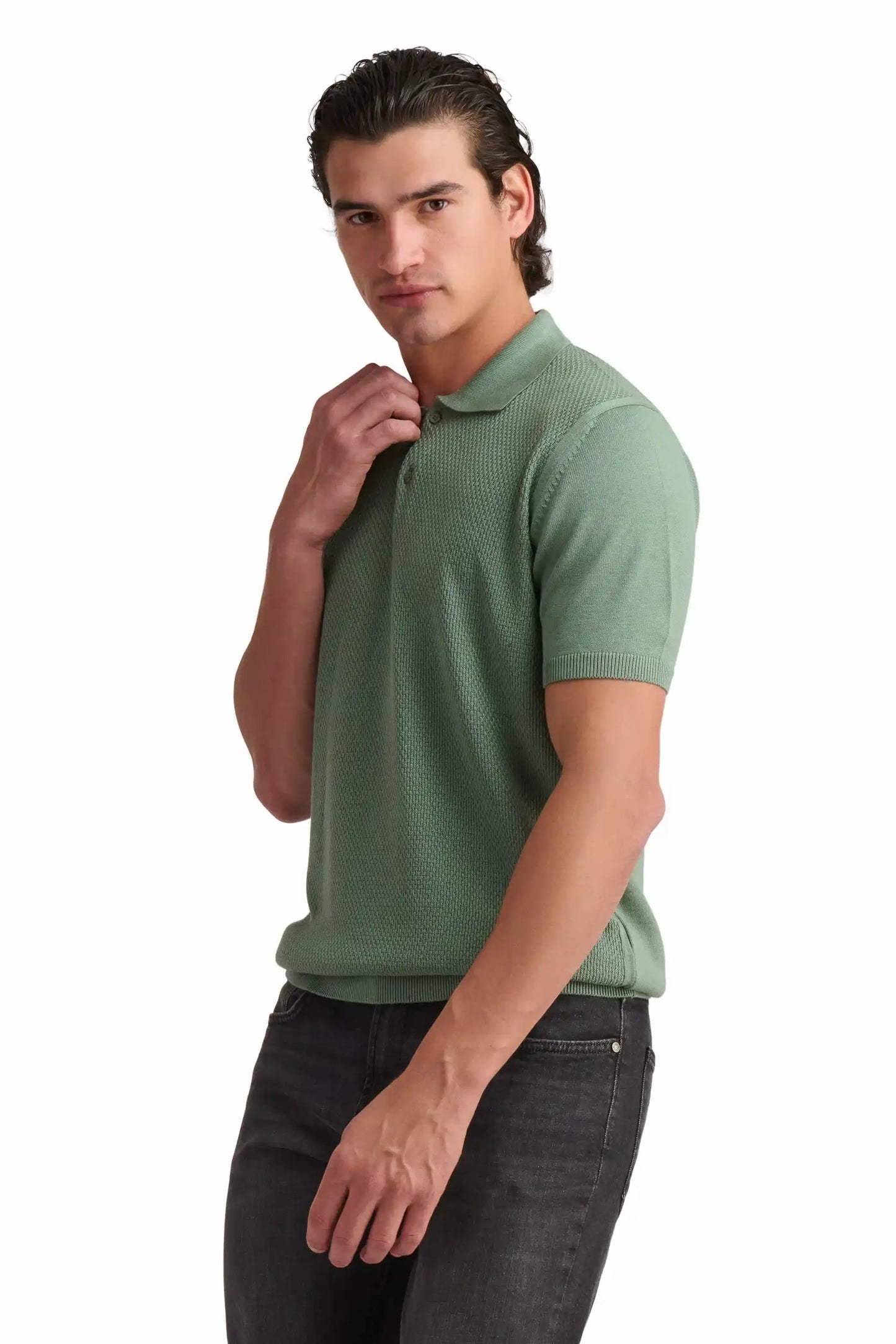 Olive Green Cotton-Modal Polo Shirt