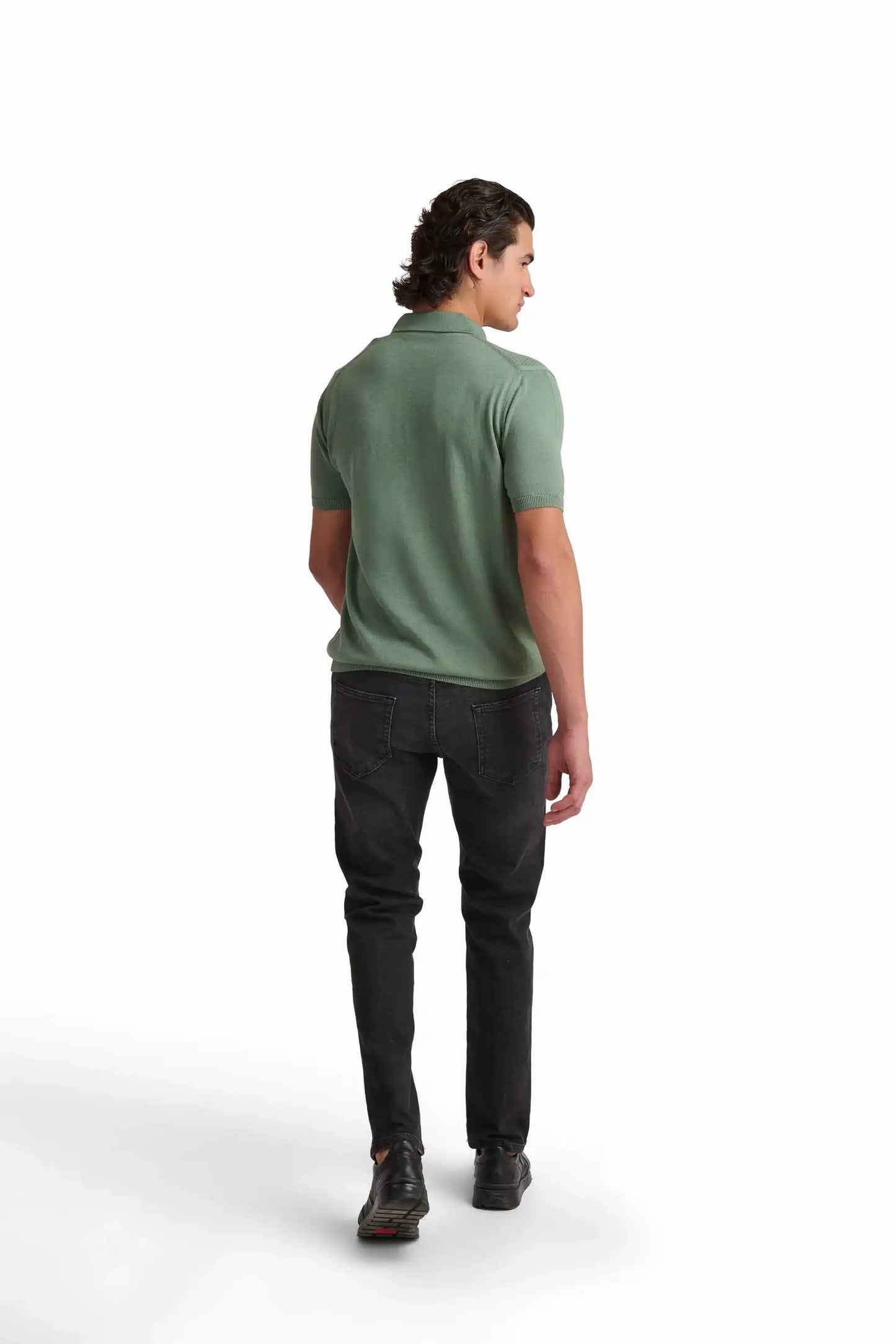 Olive Green Cotton-Modal Polo Shirt