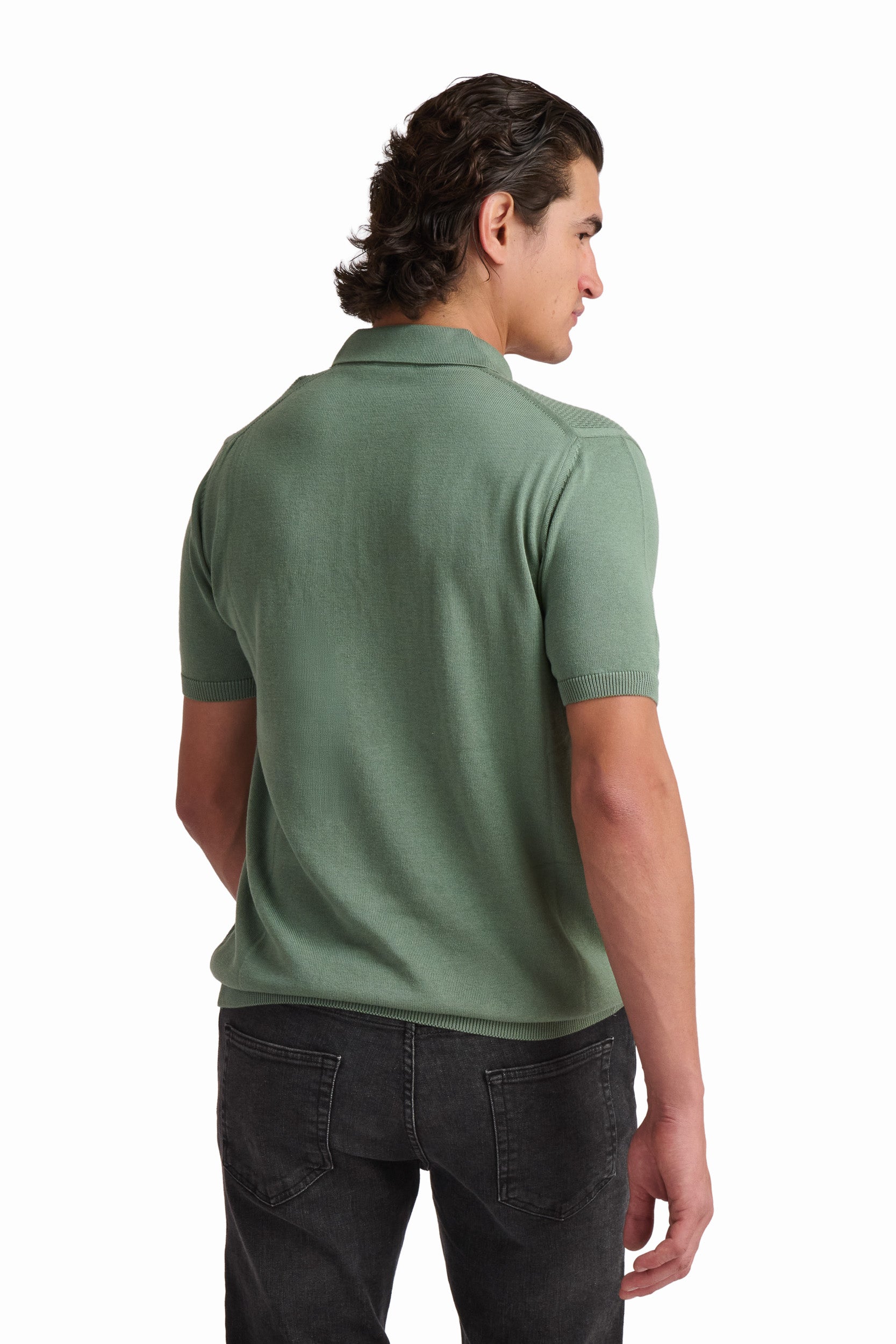 Men’s Olive Green Cotton-Modal Polo Shirt