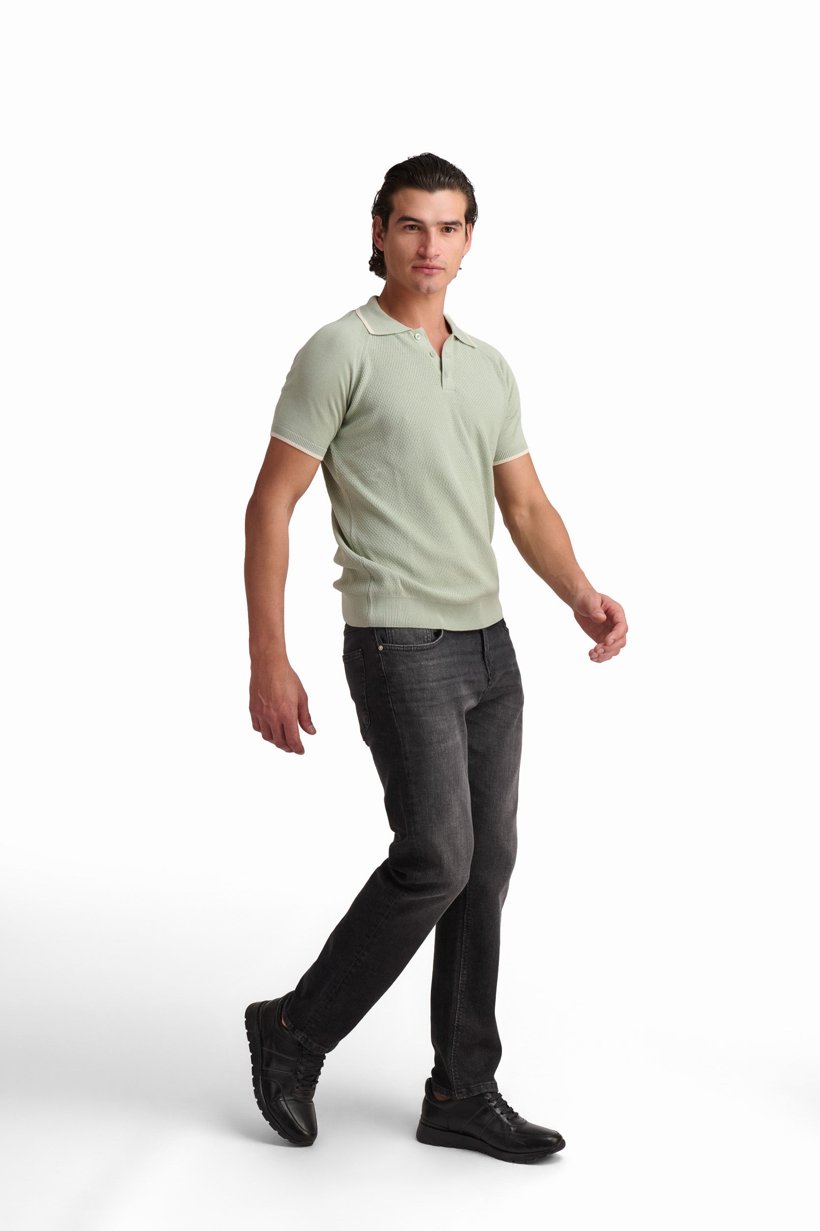 Men’s Sage Green Cotton-Modal Polo Shirt