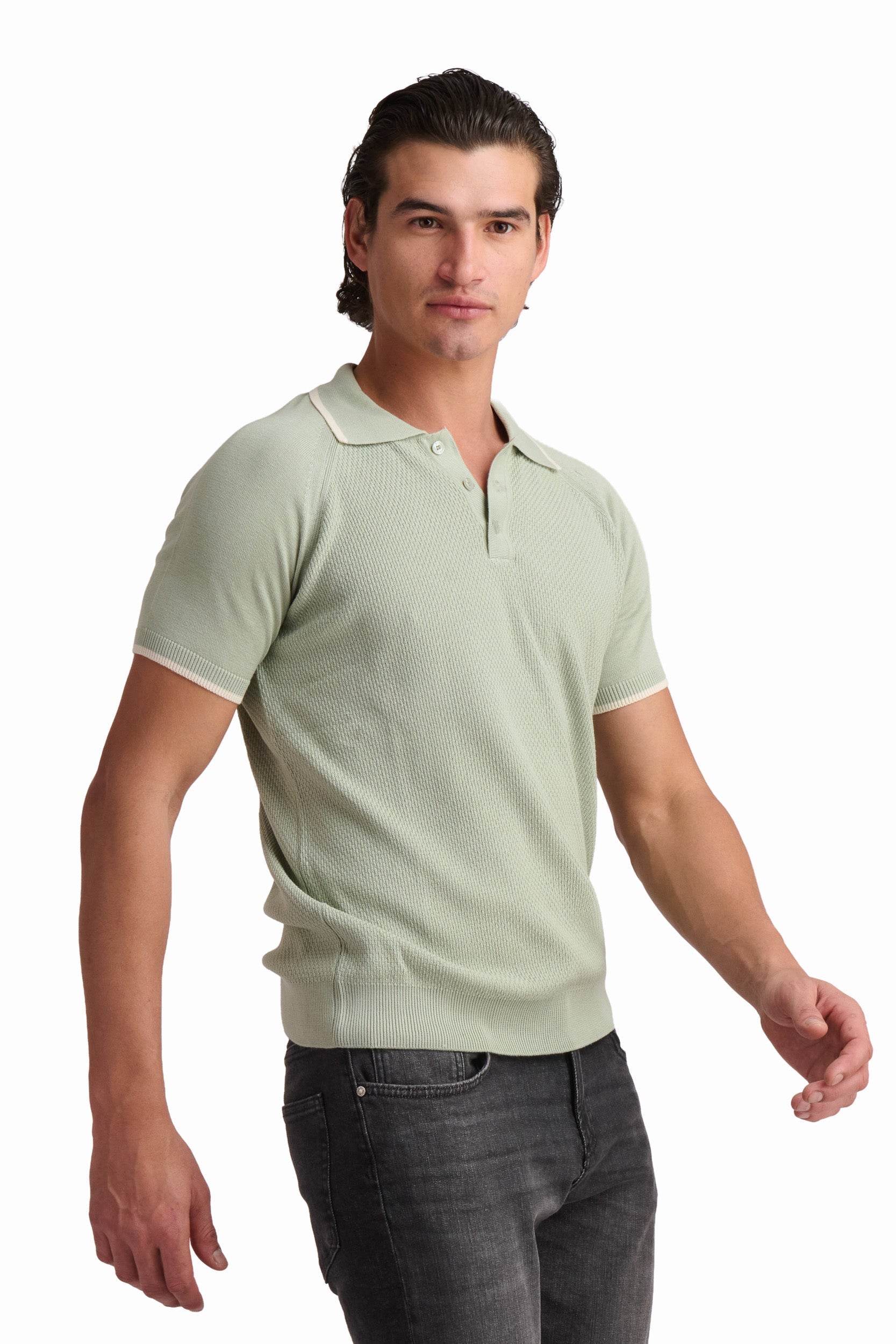 Men’s Sage Green Cotton-Modal Polo Shirt