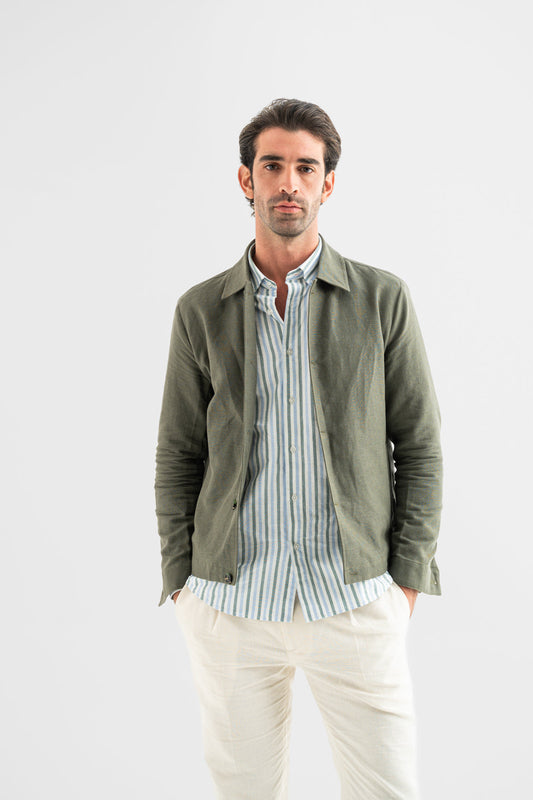 أوفرشيرت زيتي من مزيج الكتان