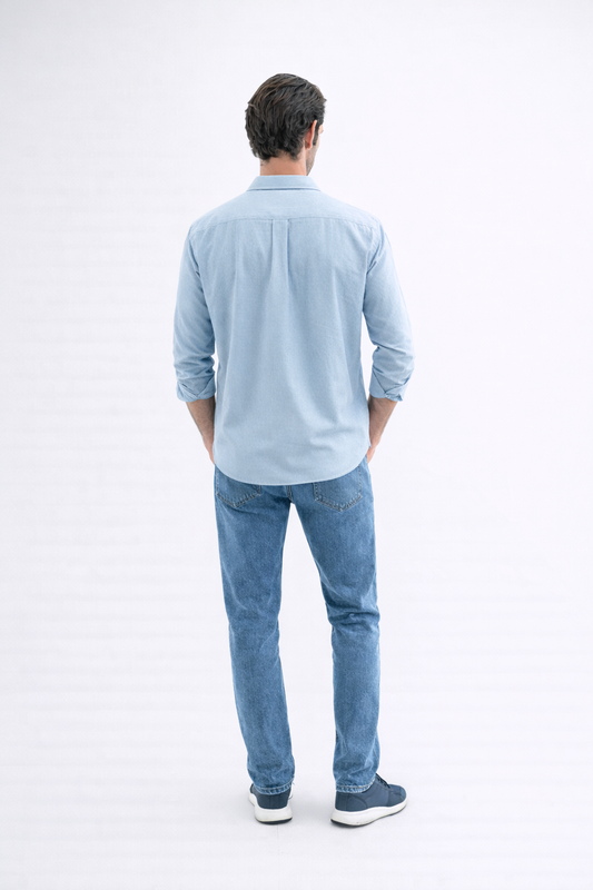 قميص قطن بلون أزرق فاتح