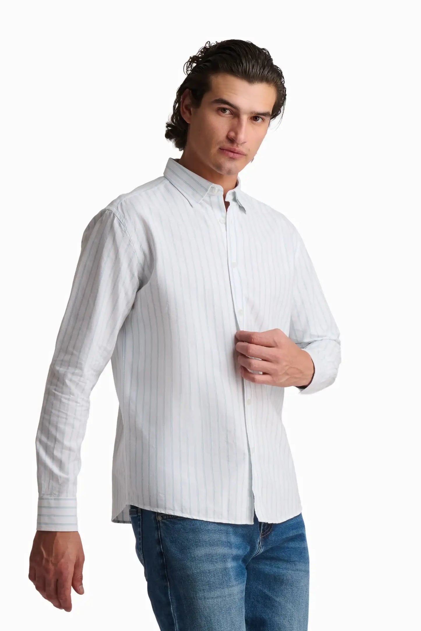 Light Blue Striped Cotton Shirt