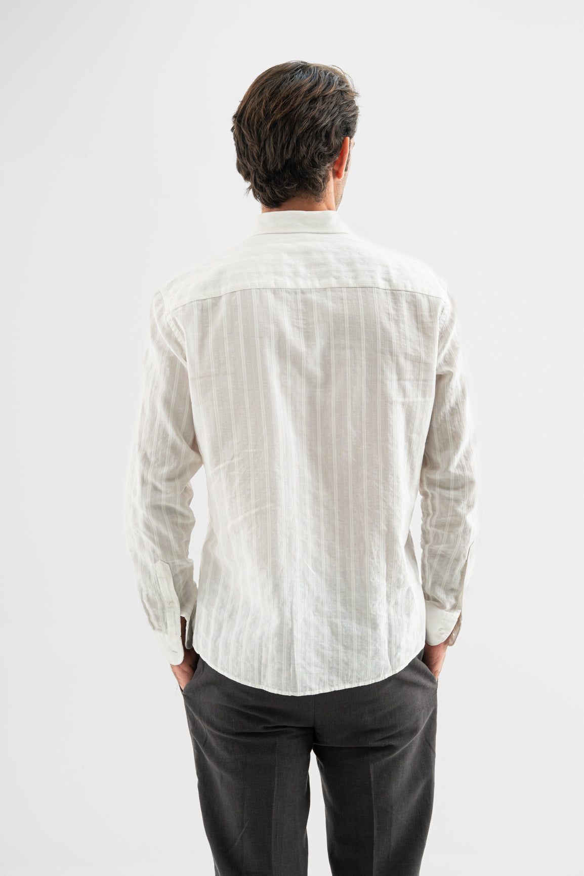 White Cotton Textured Shirt
