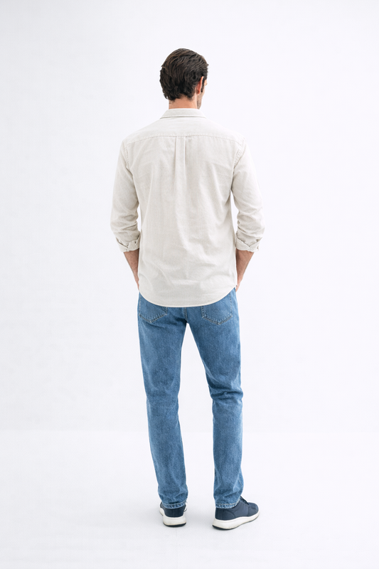 قميص أبيض من كتان خالص