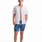 Blue Abstract Print Swim Shorts