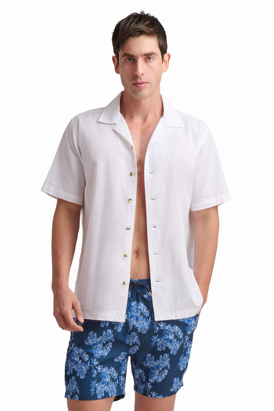 شورت سباحة رجالي أزرق بنقشة