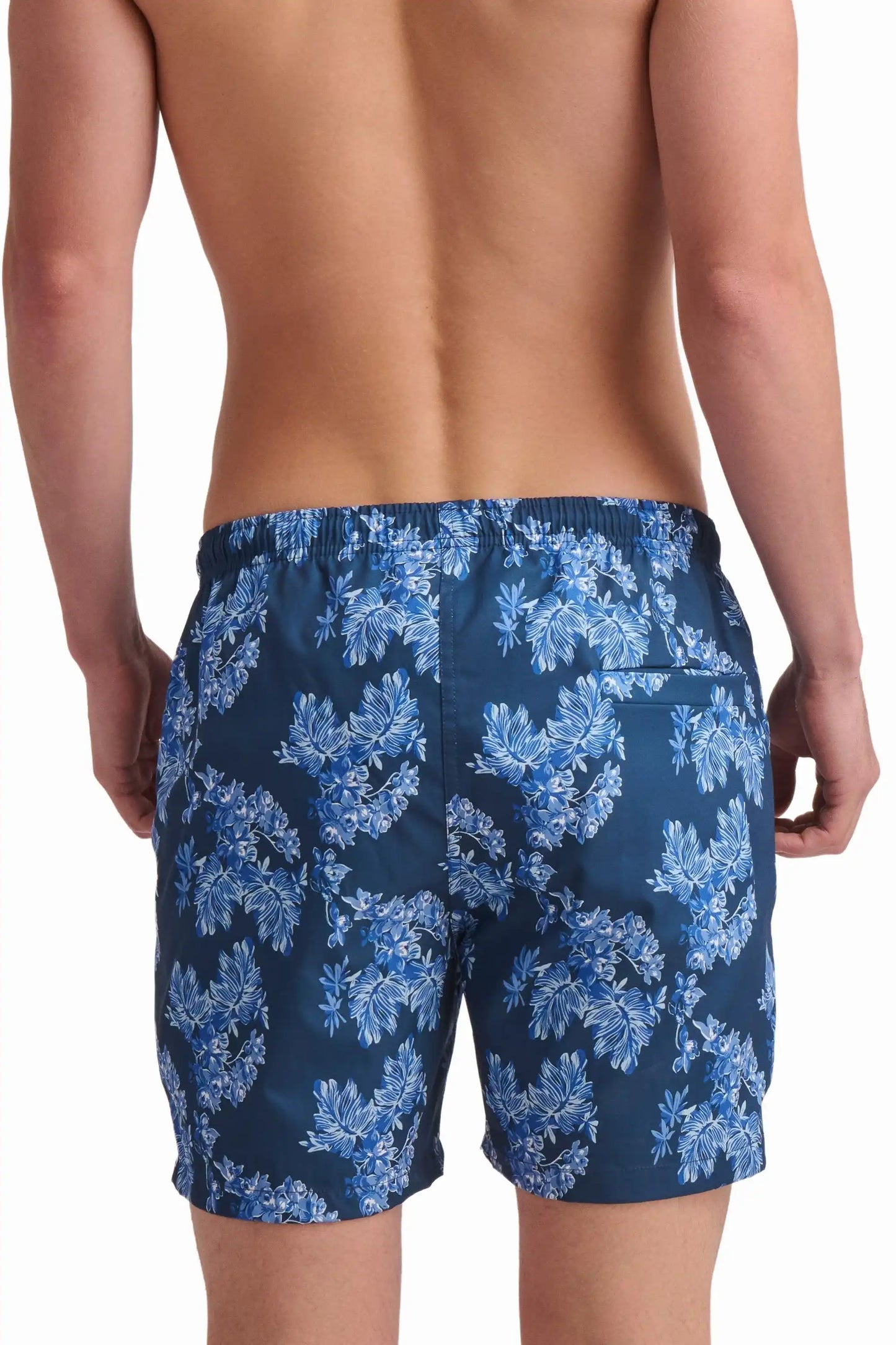 Blue Abstract Print Swim Shorts