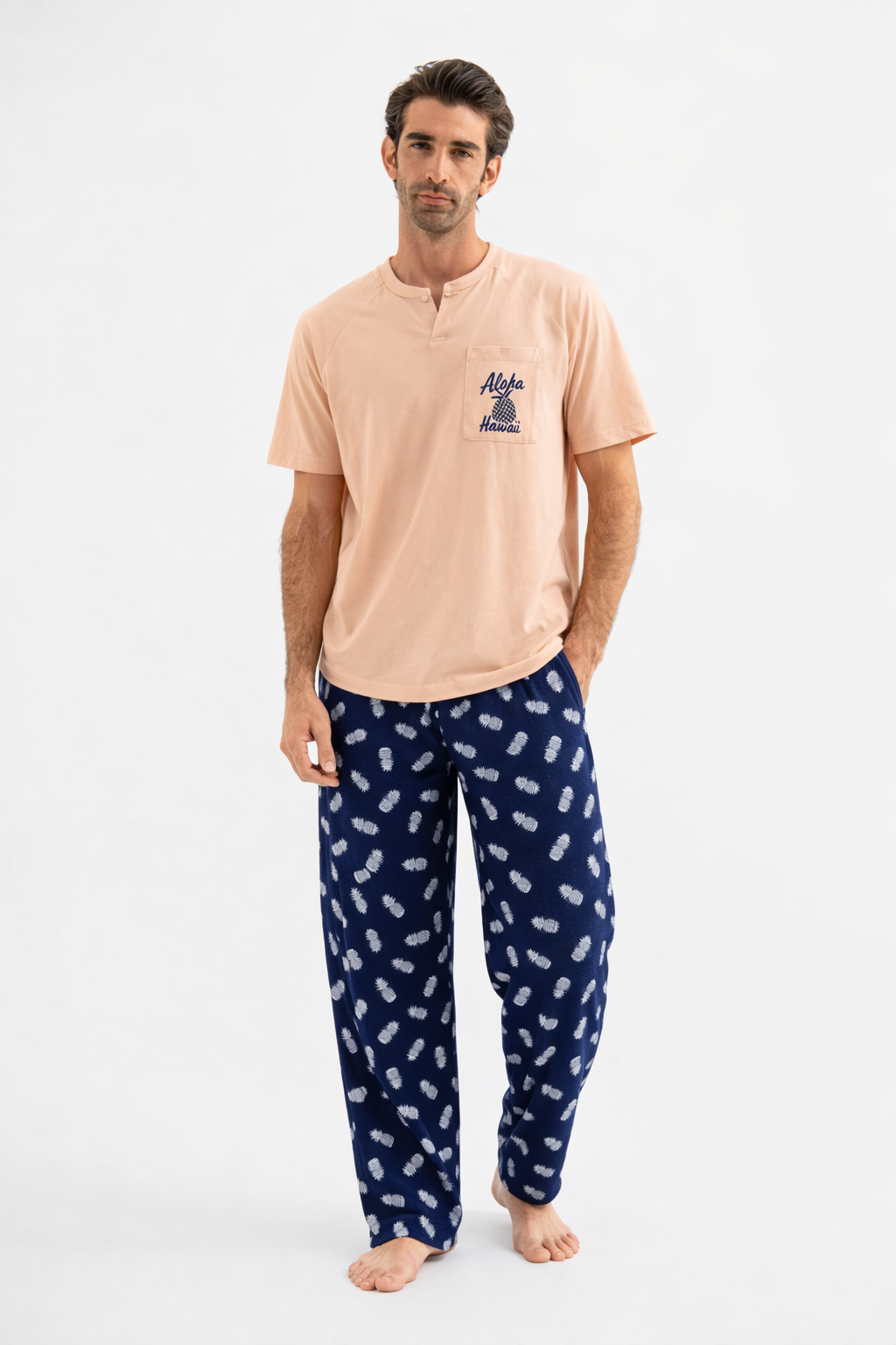 بيجامة قطن بطبعة Hawaii مع بنطلون