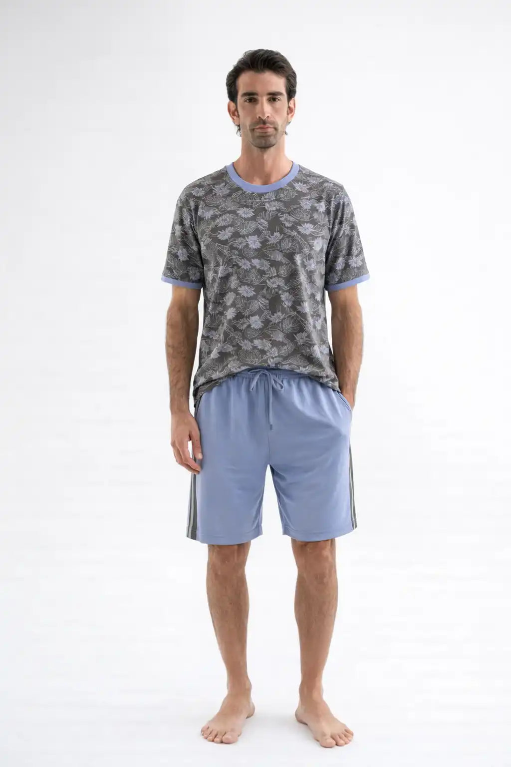 Grey Camouflage Cotton Jersey T-Shirt