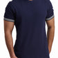 Navy Contrast Sleeve Cotton T-Shirt