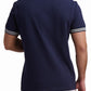 Navy Contrast Sleeve Cotton T-Shirt