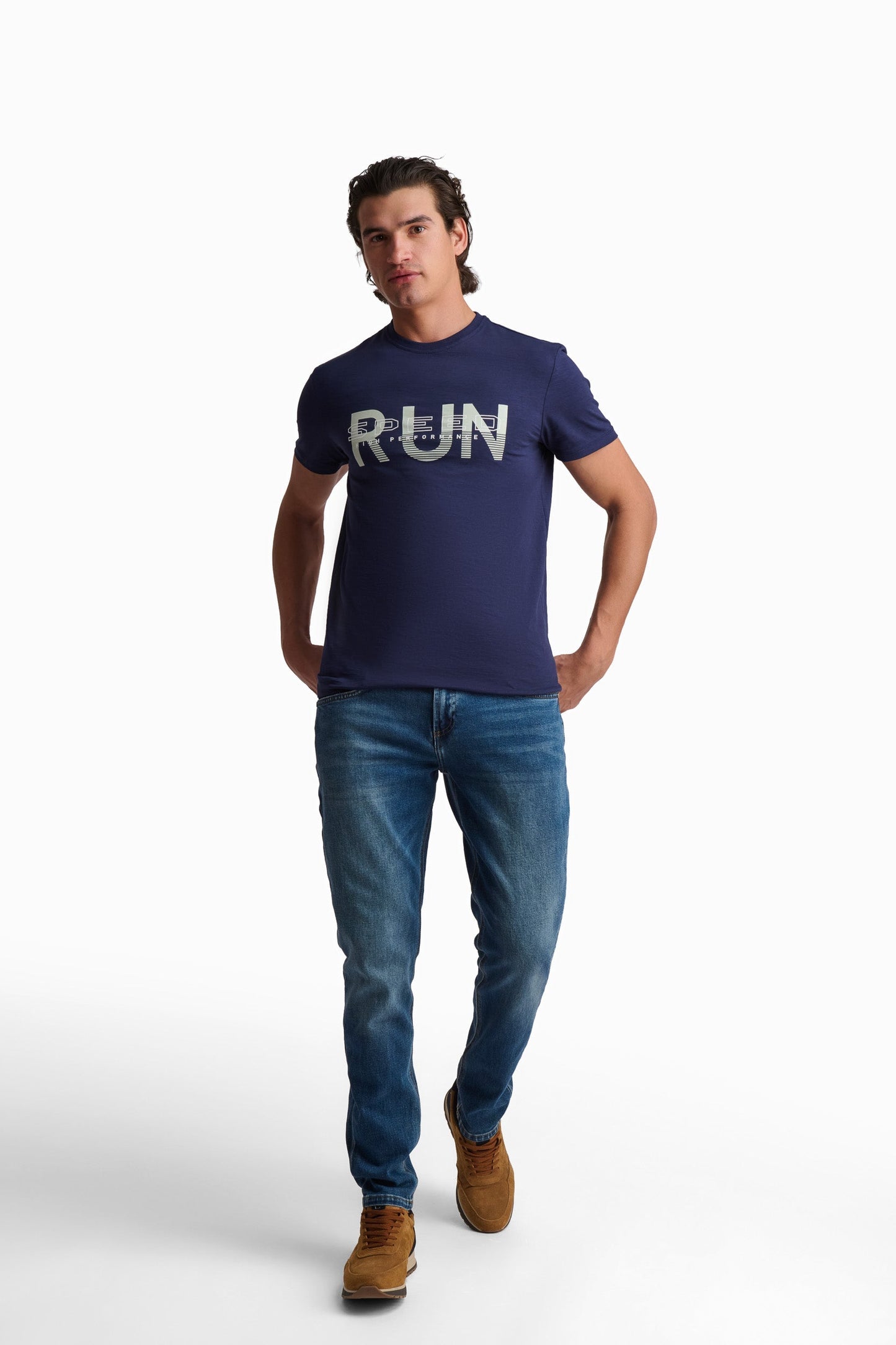 Navy Run Cotton T-Shirt